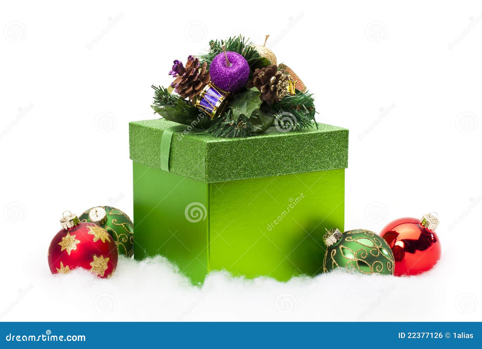 Christmas Gift Box & Ornaments Stock Photo Image of craft, holiday