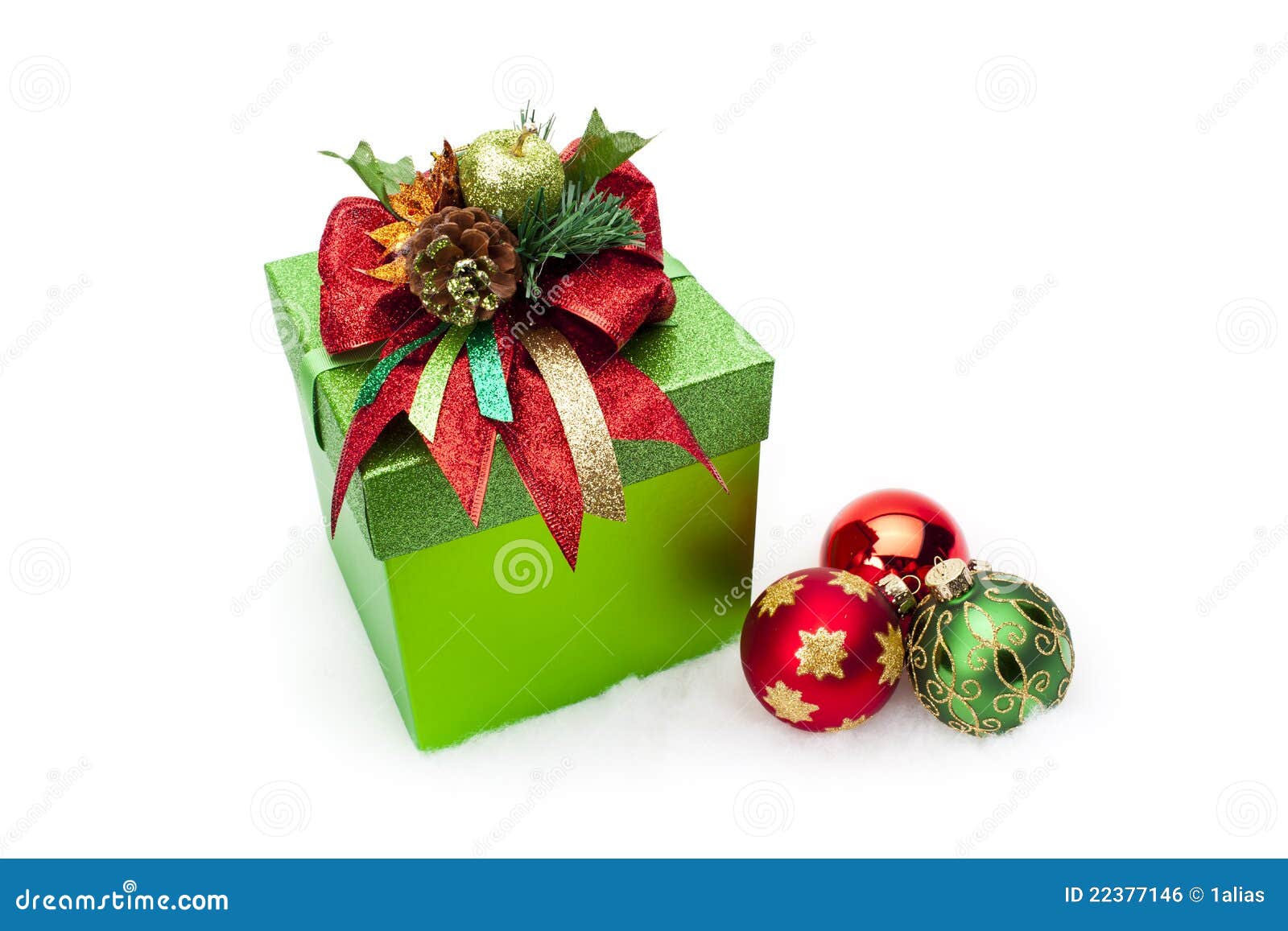 Christmas Gift Box & Ornaments Stock Photo Image of shot, seasonal