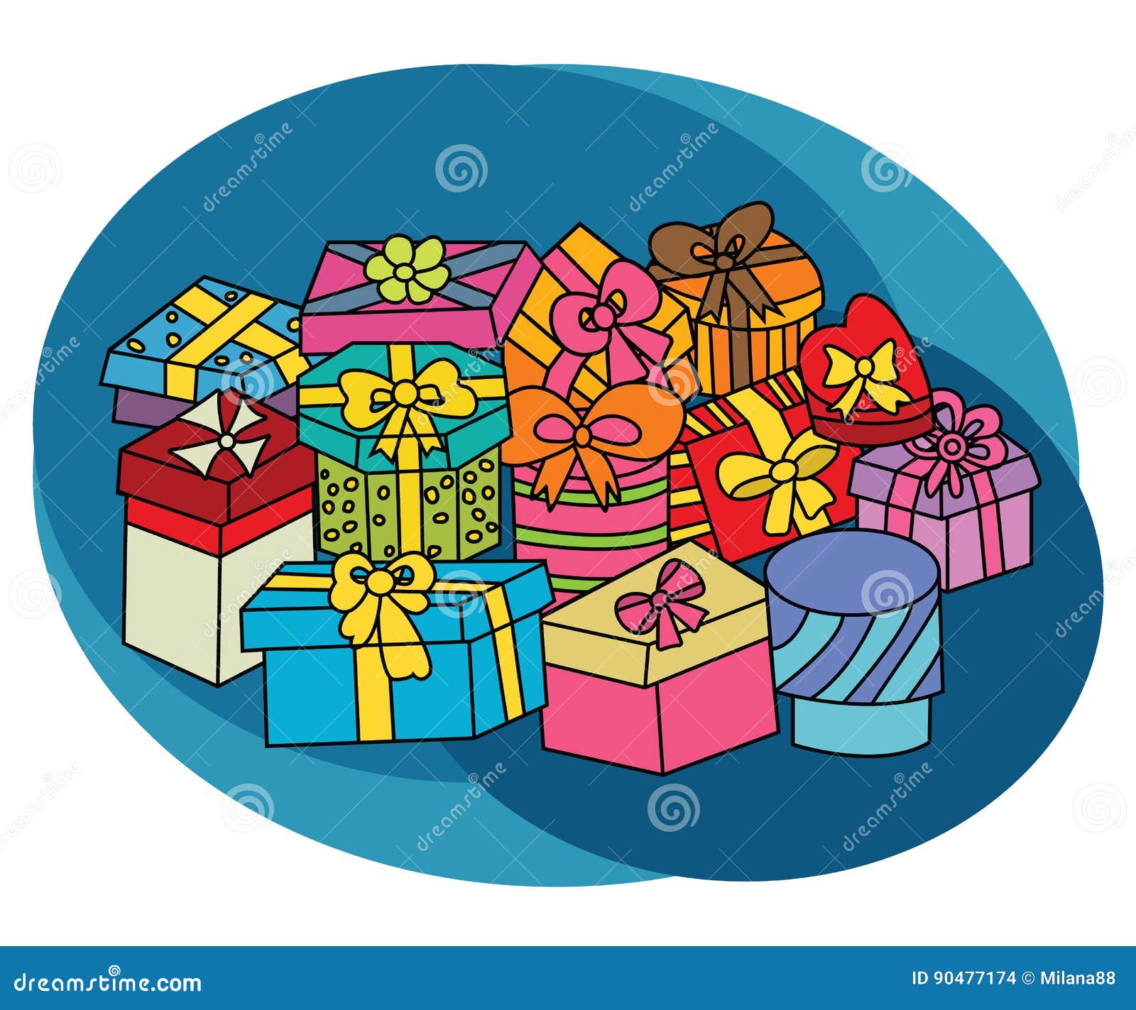 Download Christmas Gift Boxes Design Set. Cartoon Free Hand Draw ...