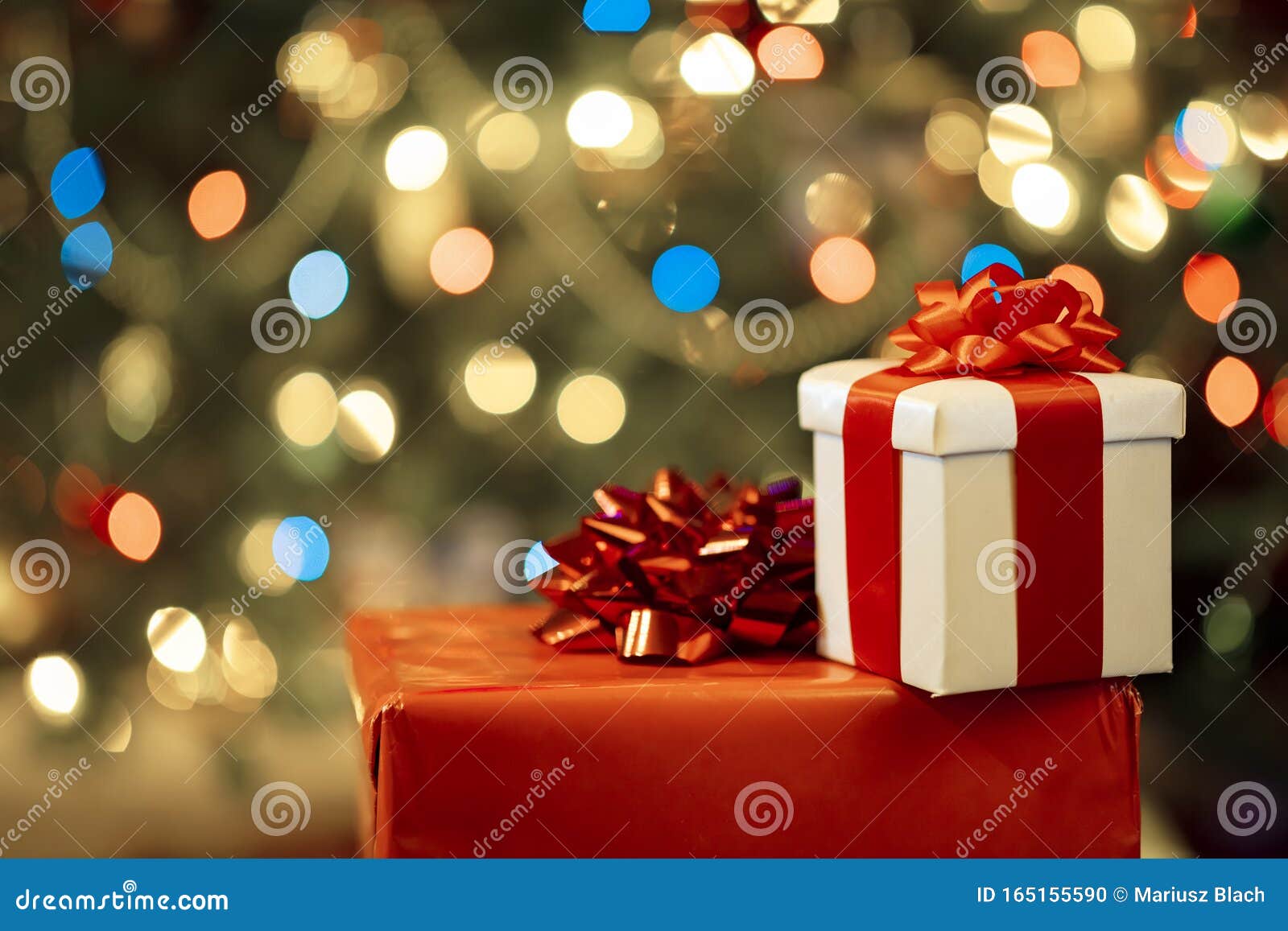 Christmas Gifts with Blurred Lights Stock Photo - Image of color, boxes ...