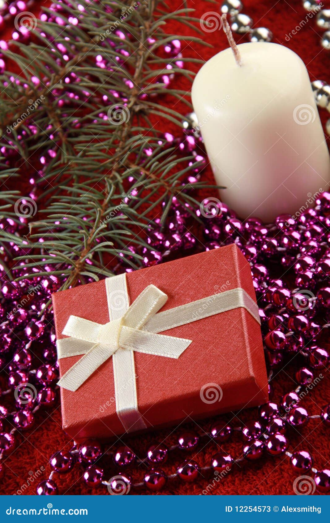 Christmas gift and candle stock image. Image of braid 12254573