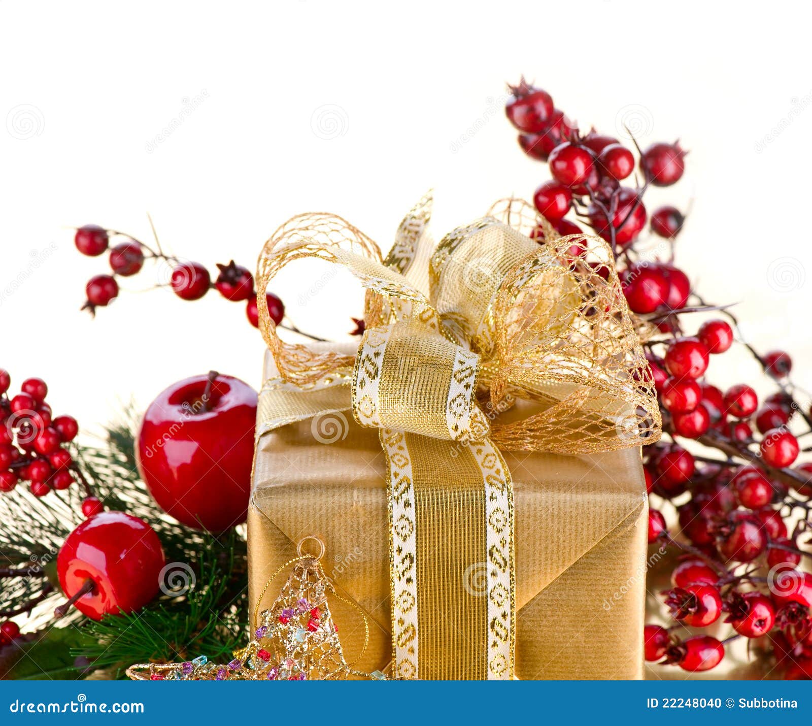 Christmas Gift with Decorations Stock Photo - Image of balls, evergreen ...