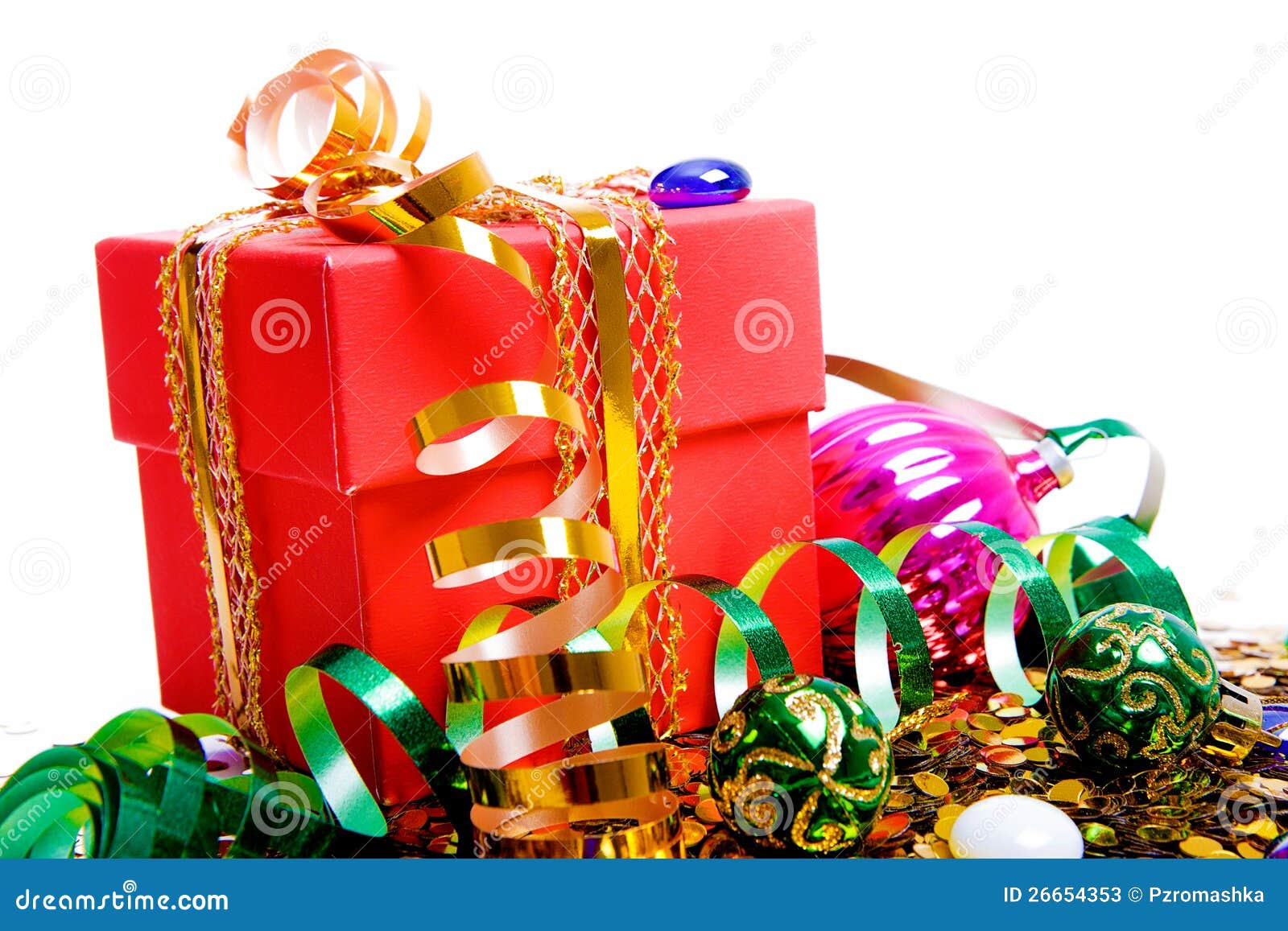 Christmas gift in red box stock image. Image of mini 26654353