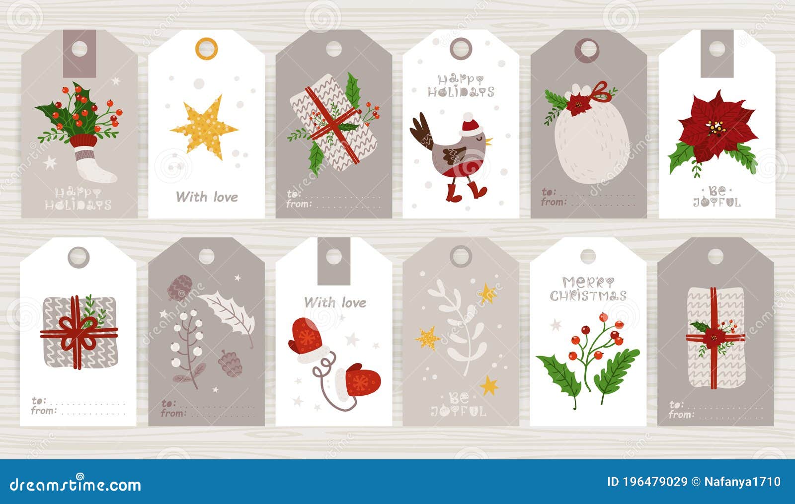 Christmas Gift Tag with Cute Ilustration and Holiday Wishes. Stock Intended For Printable Holiday Card Templates