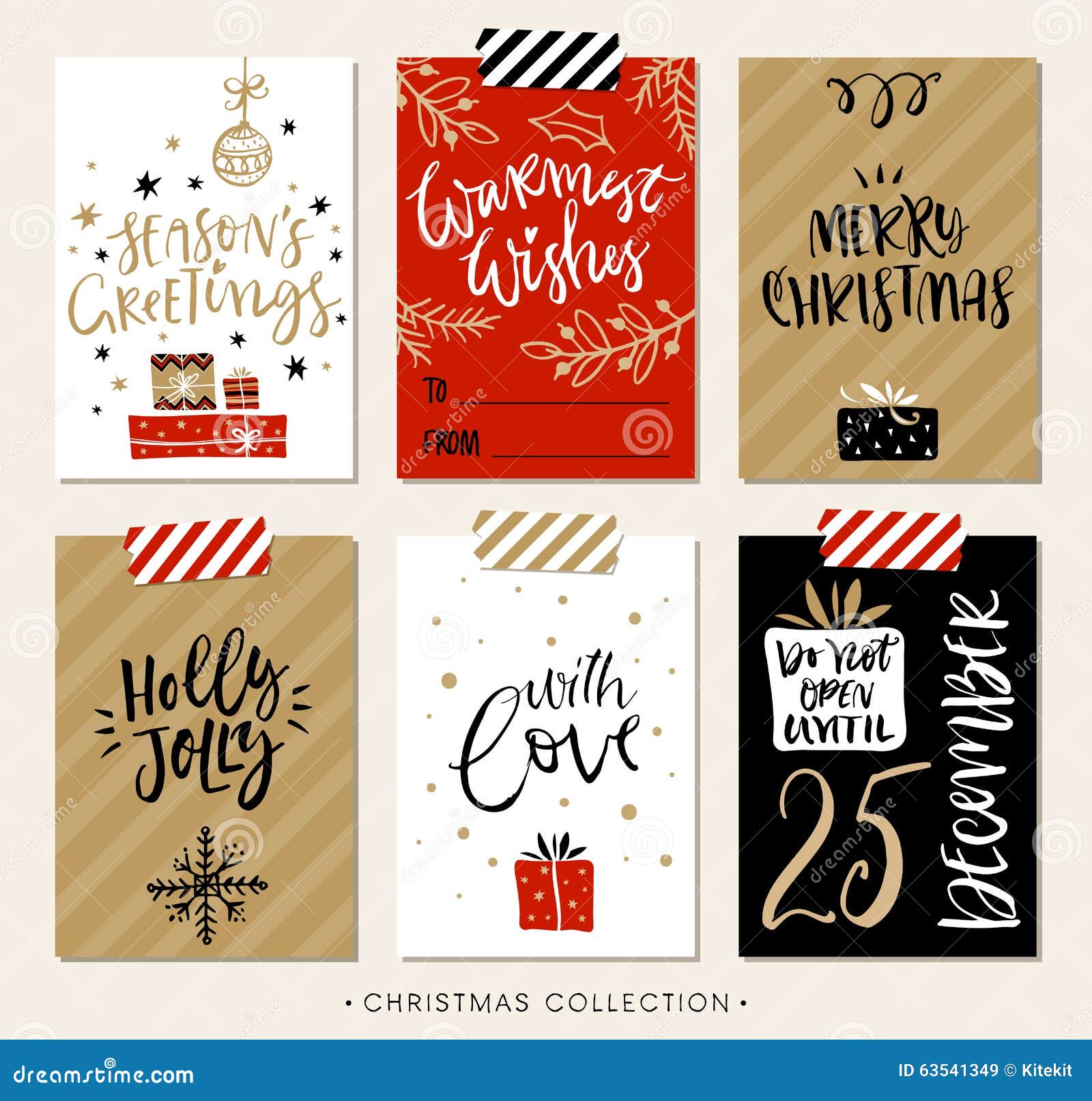 christmas gift tags and cards with calligraphy.