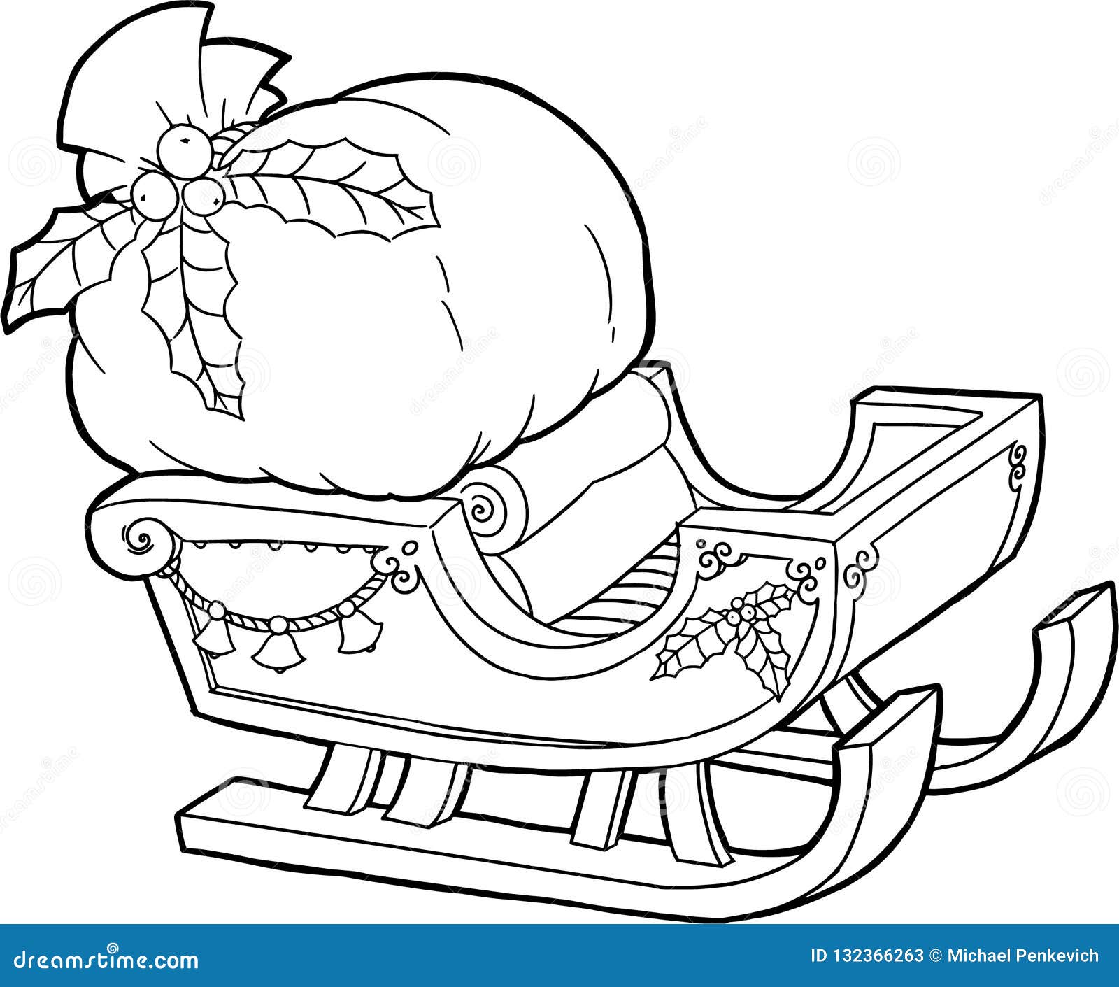 Сани с подарками раскраска