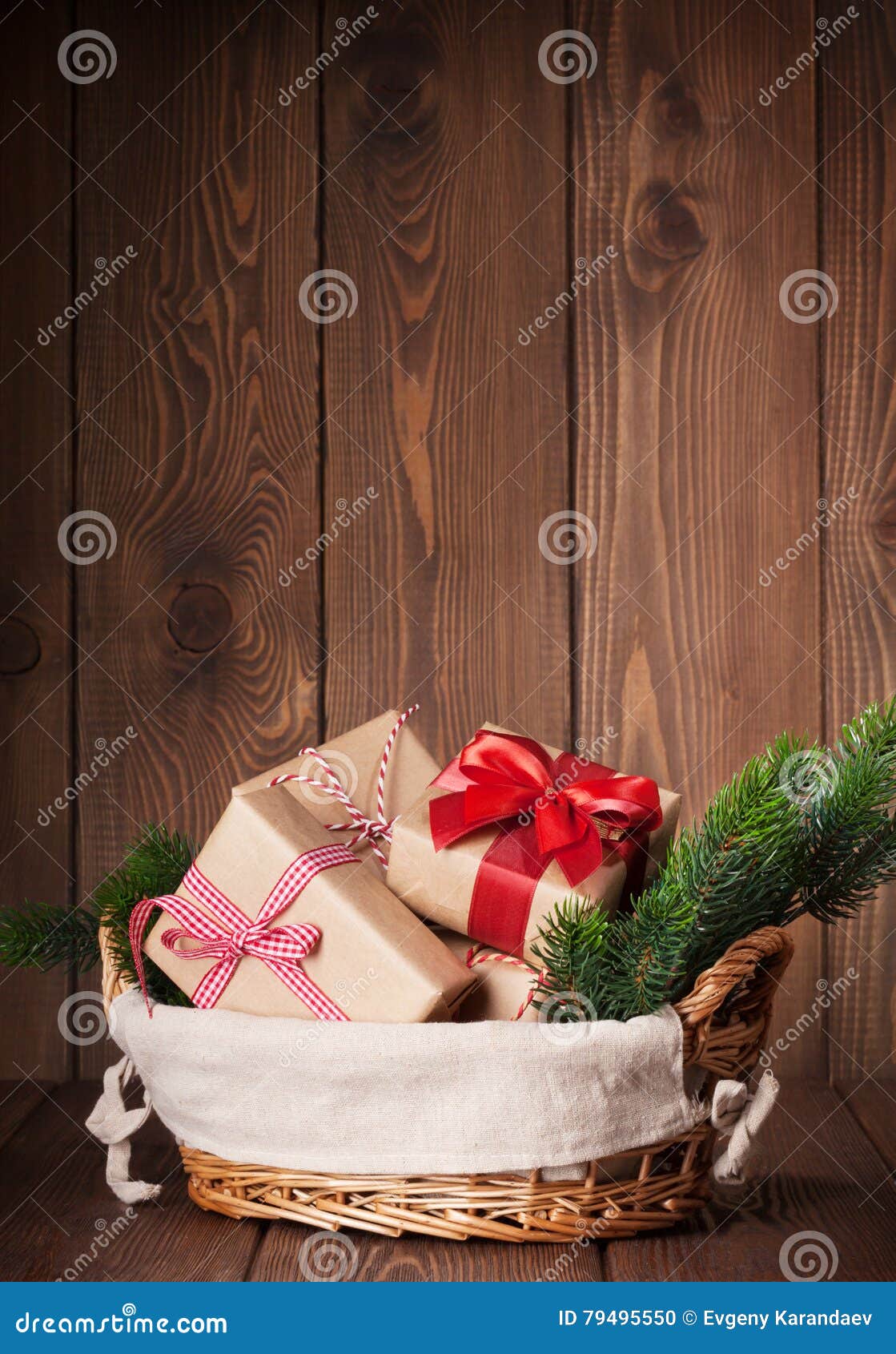 Christmas Gifts and Tree Branch Stock Photo - Image of midnight, retro ...