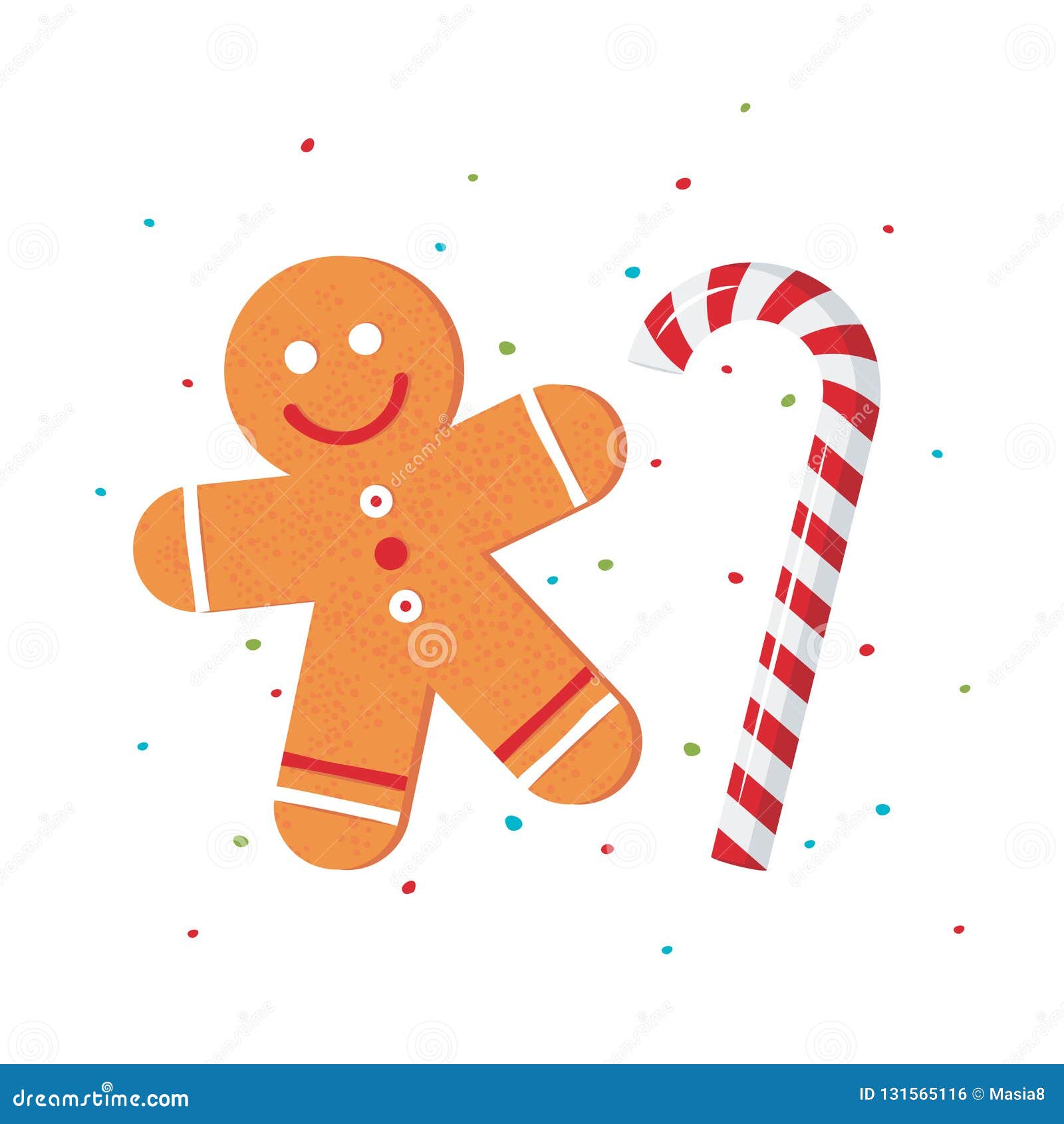 Christmas Gingerbread Man in Flat Style, Vector Stock Vector Illustration of decoration