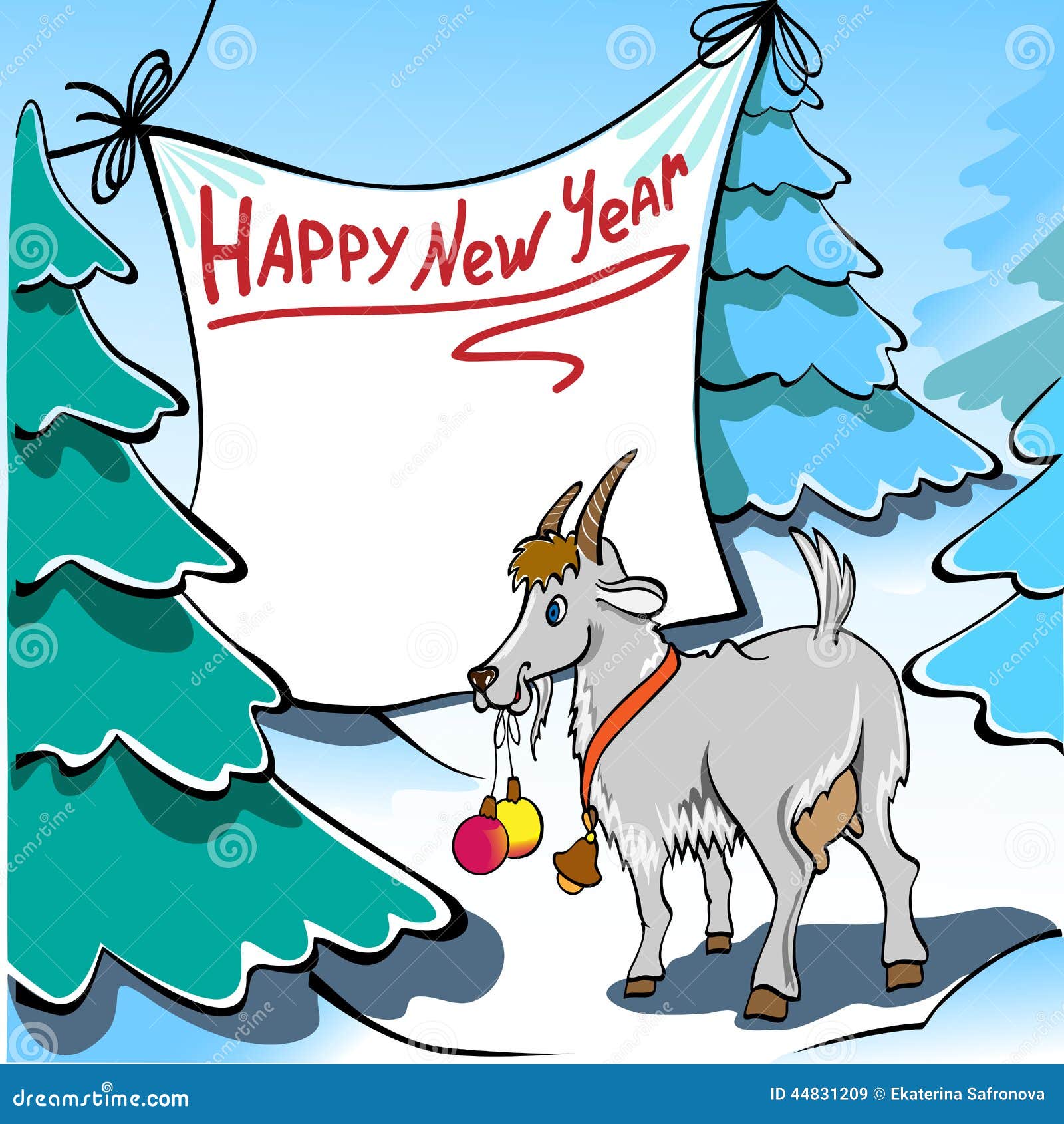 Christmas goat stock vector. Illustration of snow, winter ...