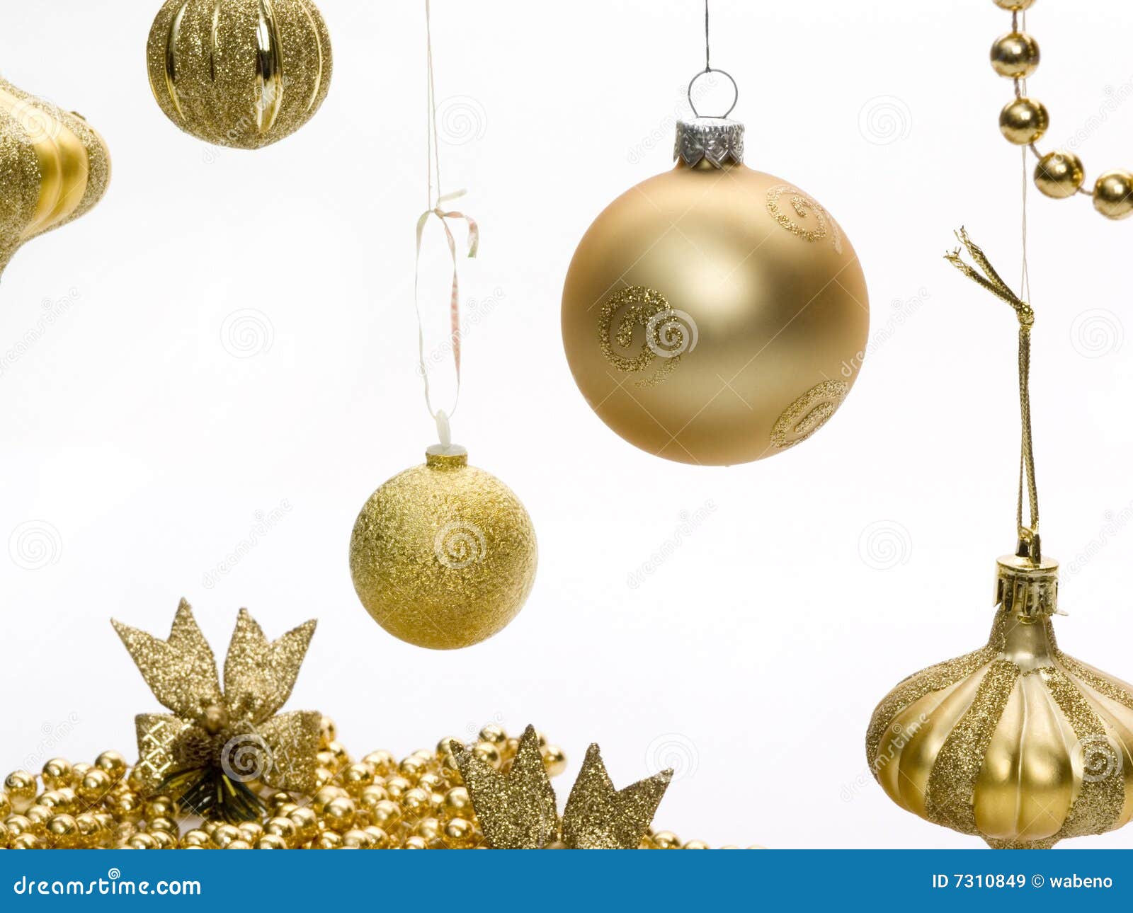 Christmas gold ornaments stock image. Image of plaid, holiday - 7310849