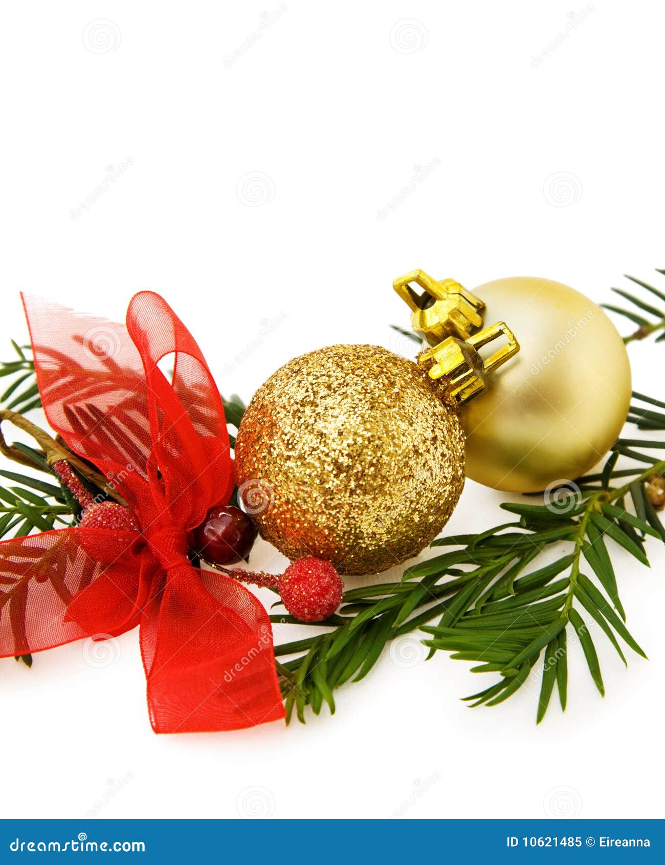 Christmas Golden Baubles and Ribbons Stock Image - Image of celebration ...