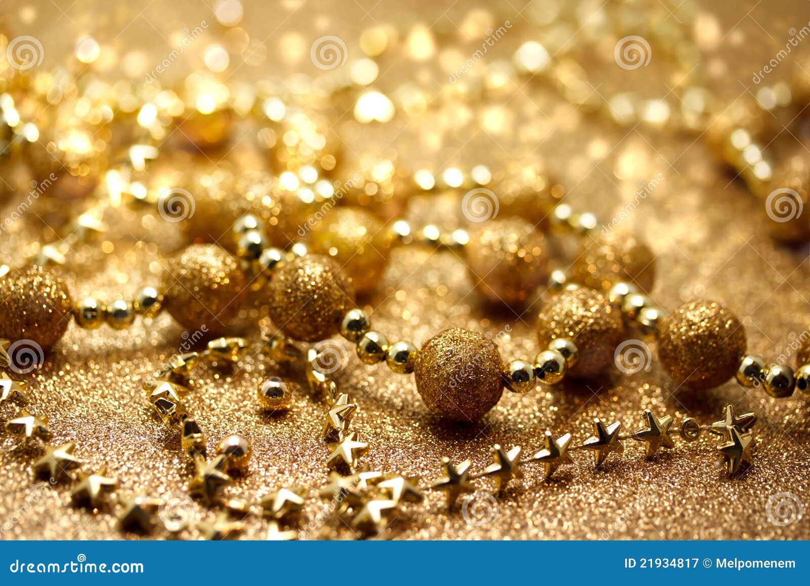 Christmas golden beads stock image. Image of shine, shining 21934817