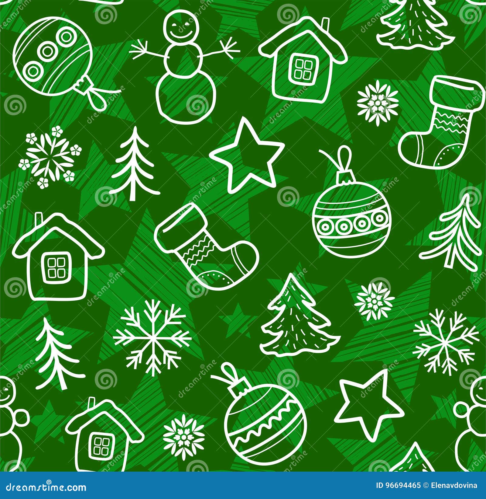 Download Christmas Green Background White Contour Drawings Seamless Vector Stock Vector