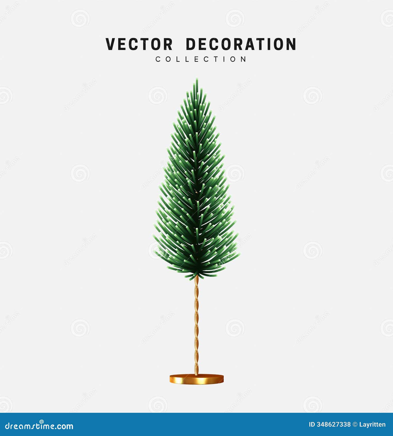 christmas green tree and conical pine. xmas decoration  3d object.