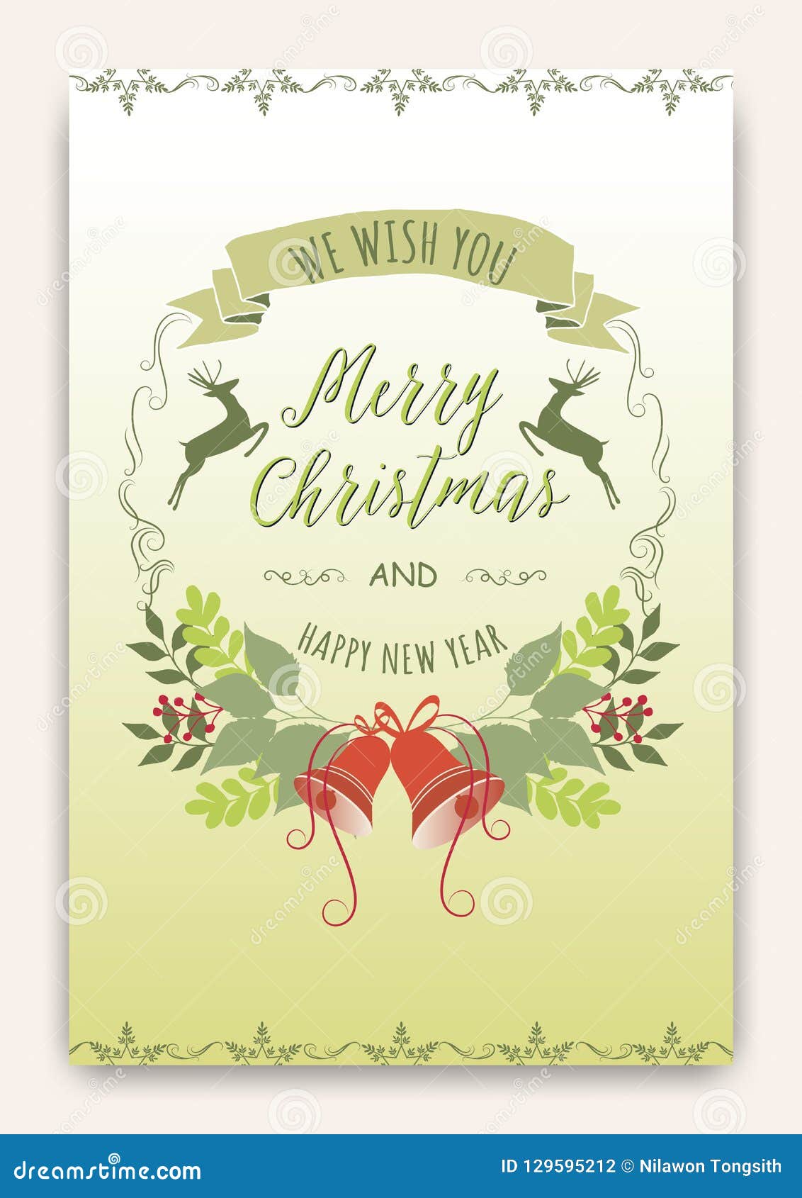 Christmas Greeting Card.Cute Christmas Cards Vector Stock Vector