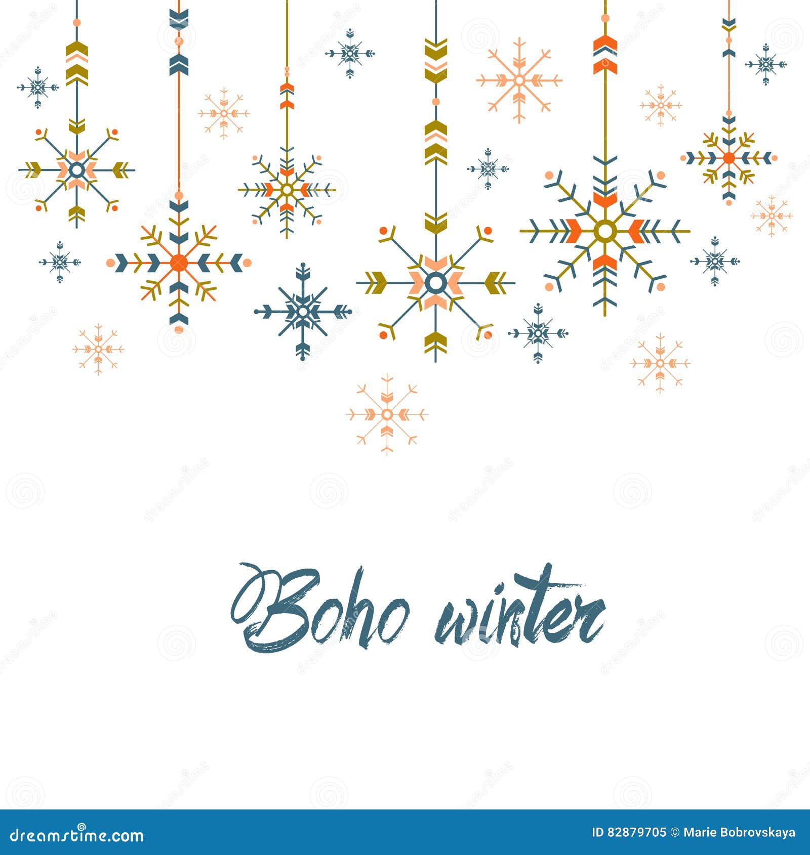 christmas greeting card in ethnic style geometric snowflakes on ethnic christmas card