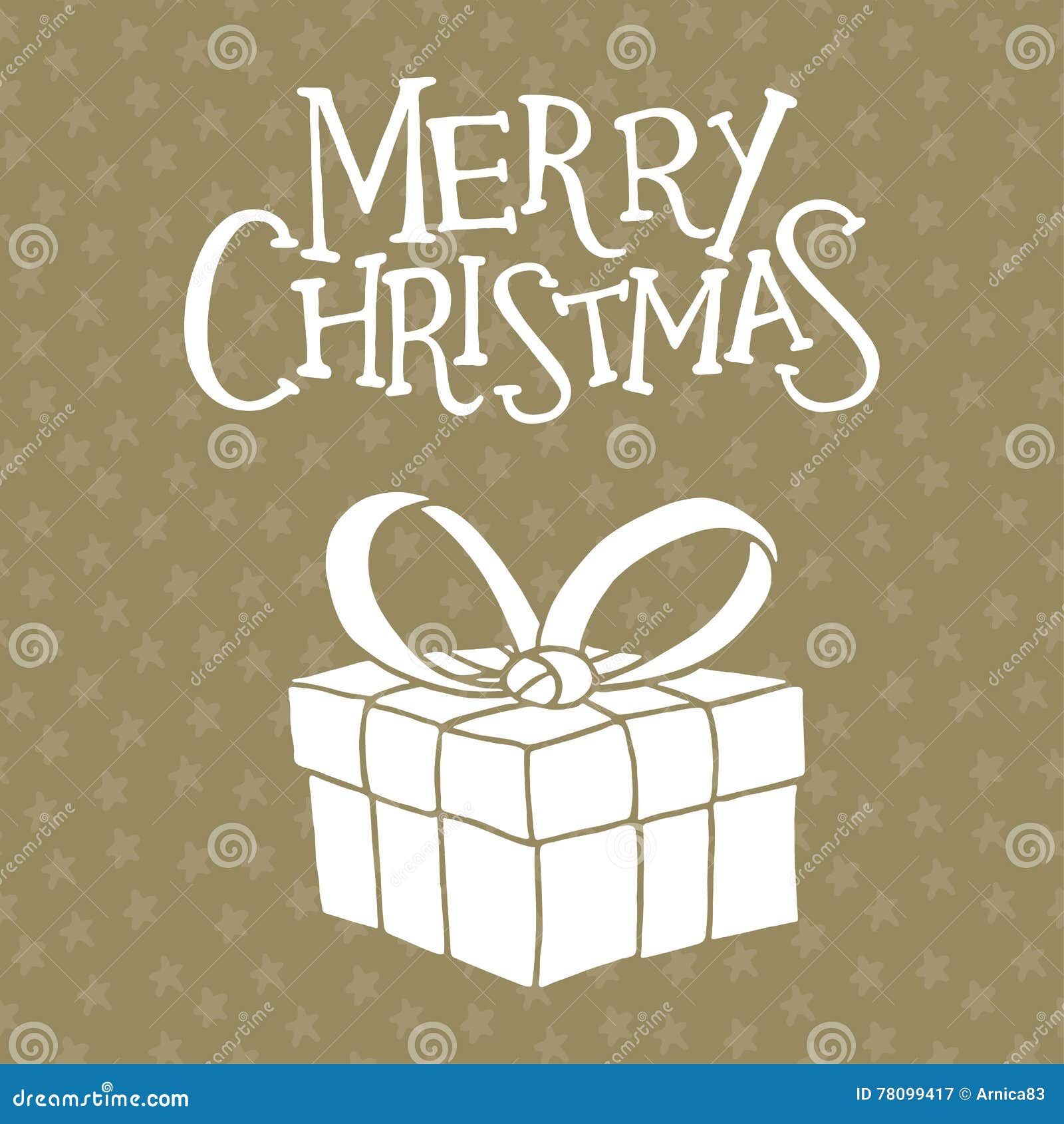 Christmas Greeting Card with a Gift Box Stock Vector Illustration of