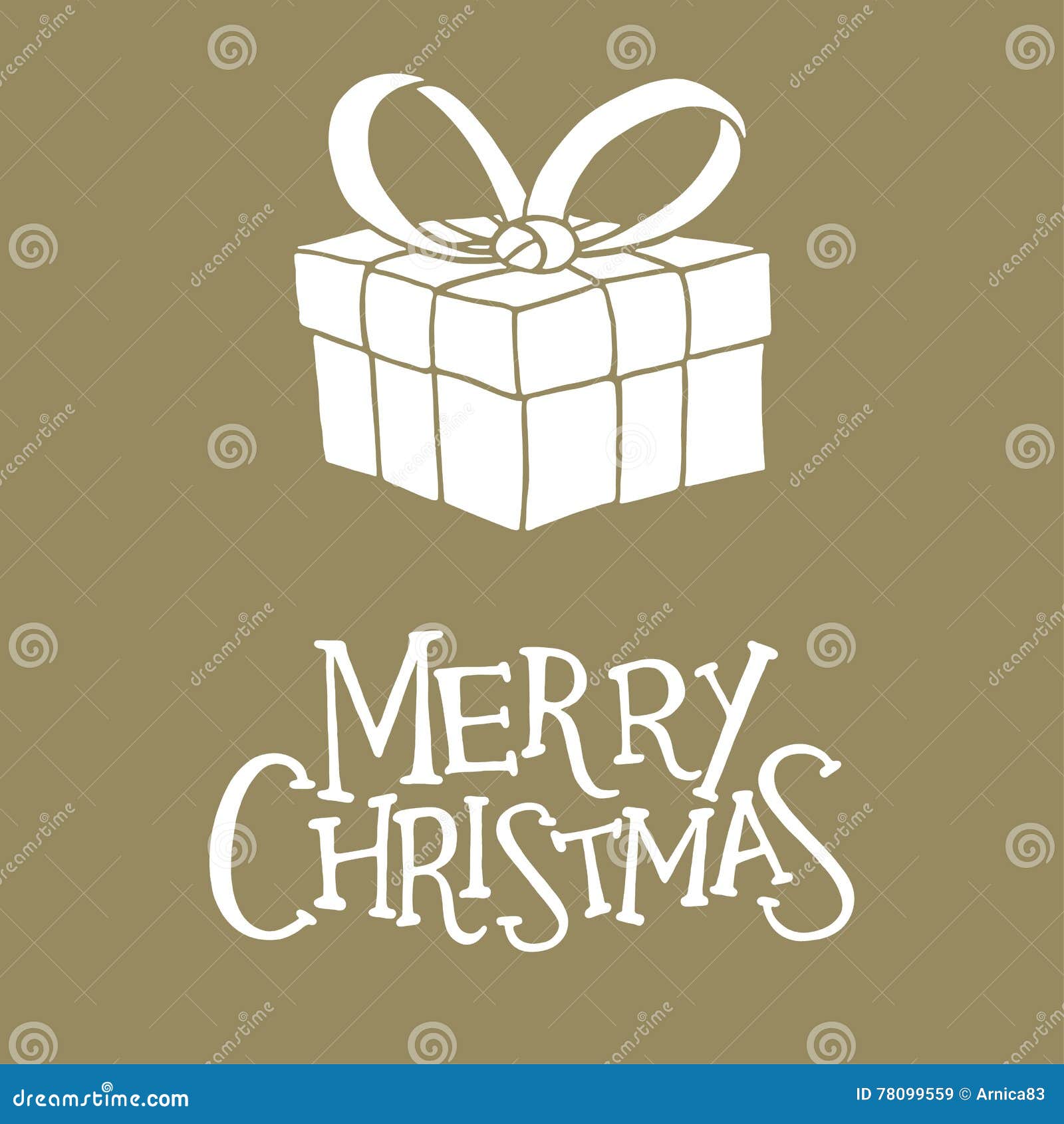 Christmas Greeting Card with a Gift Box Stock Vector Illustration of