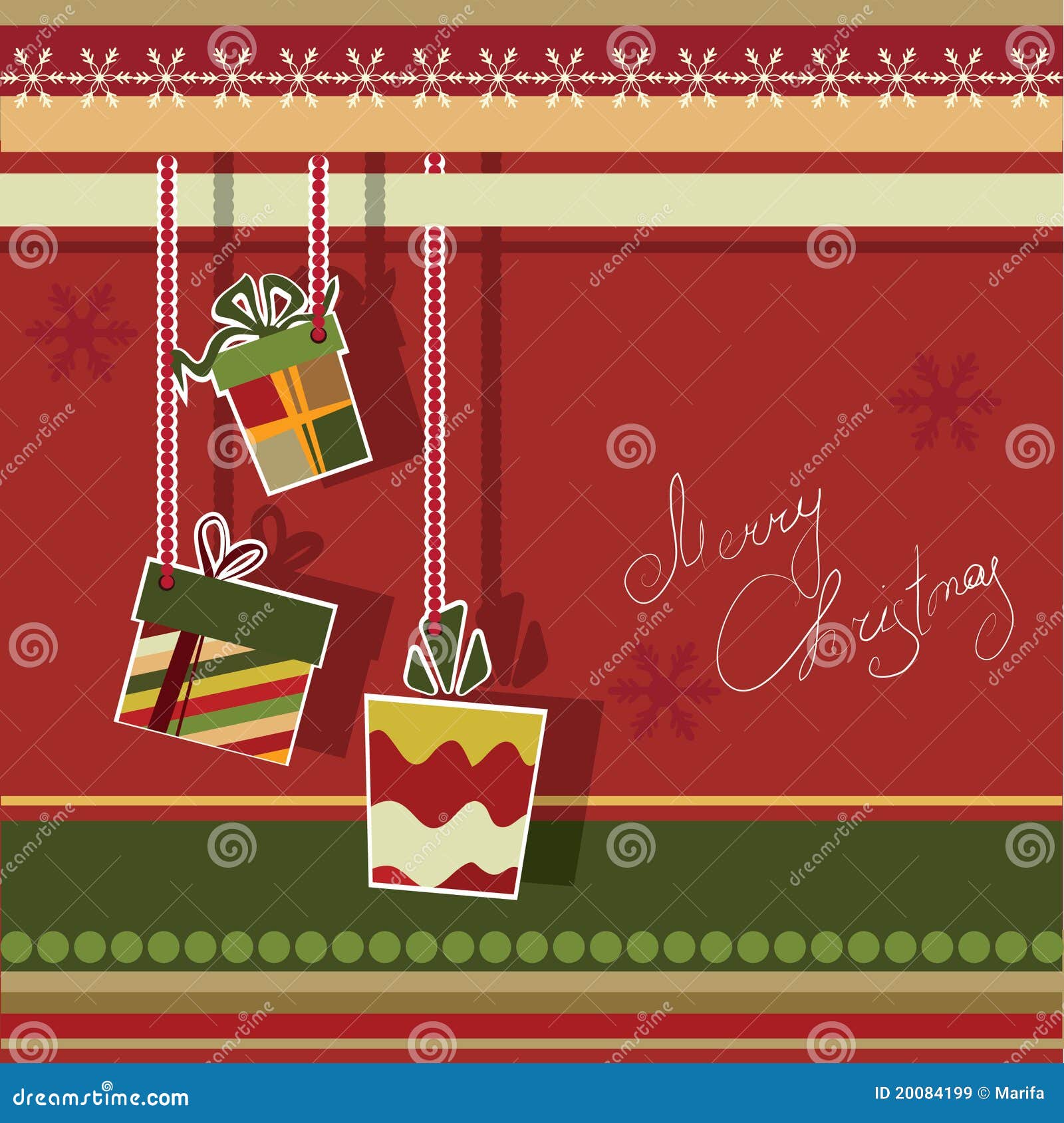 Christmas Greeting Card with Gift Boxes Stock Vector Illustration of