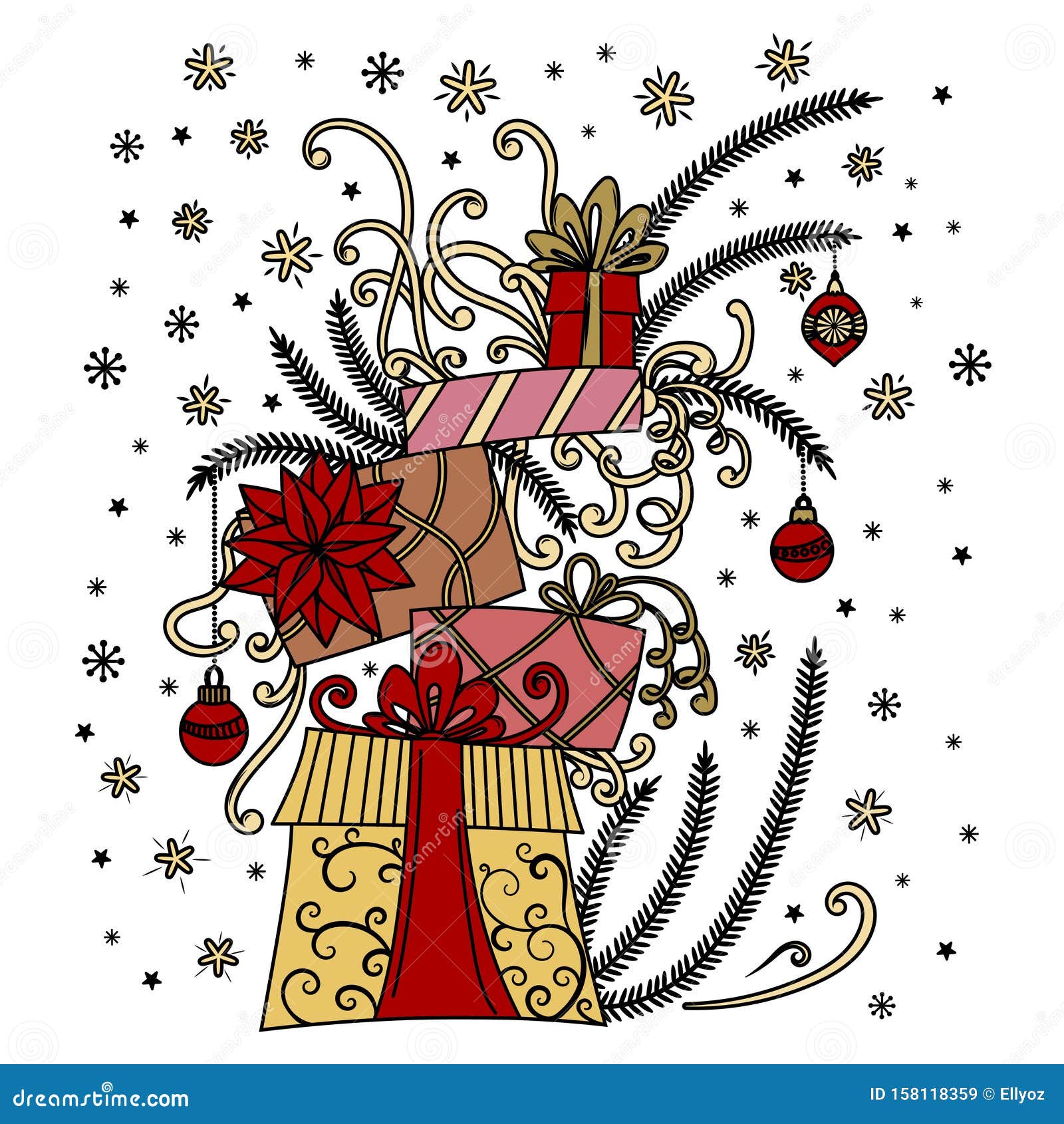 Christmas Greeting Card. Pile of Holiday Presents Stock Vector ...