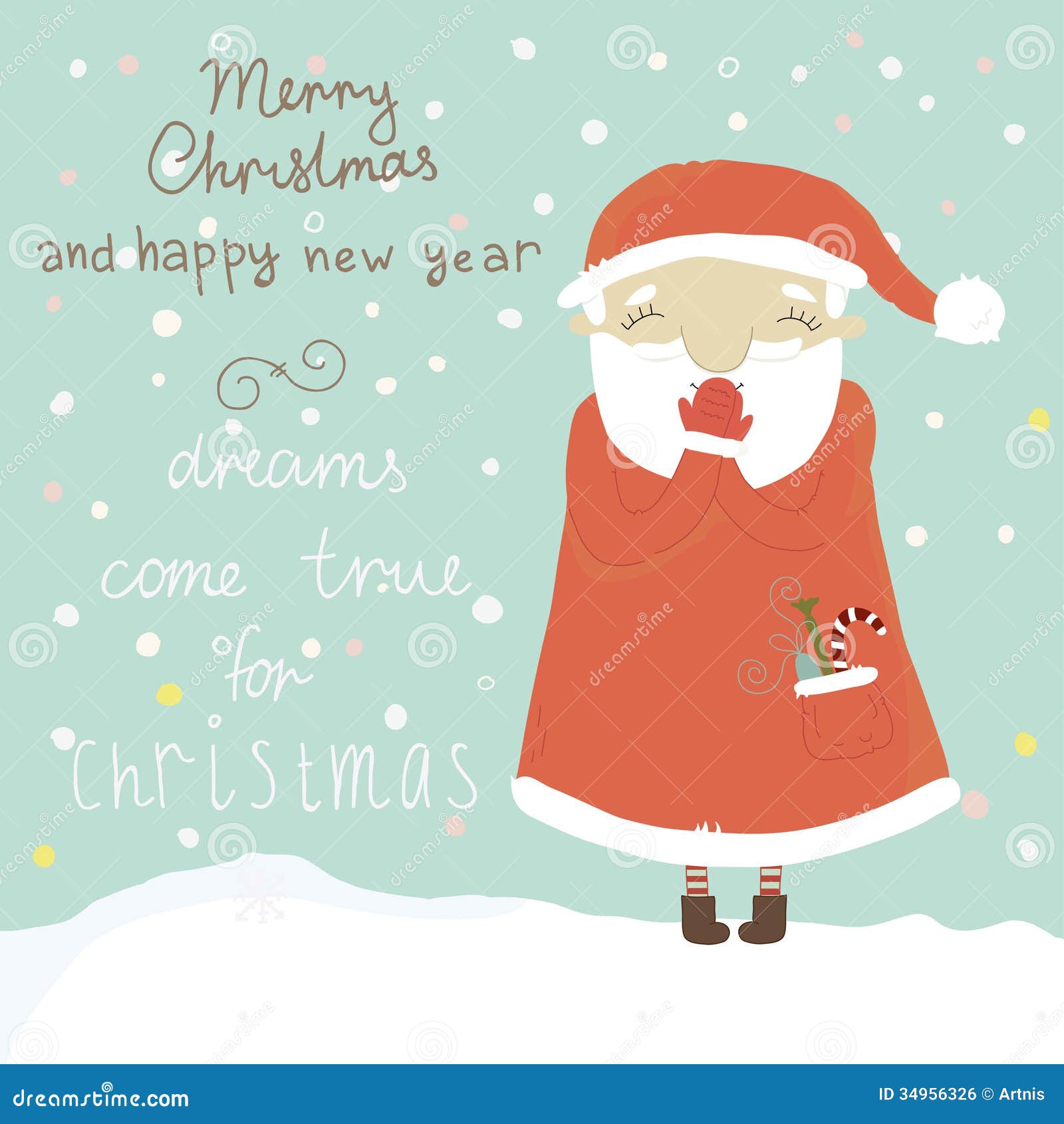 Christmas Greeting Card With Santa Claus Royalty Free 