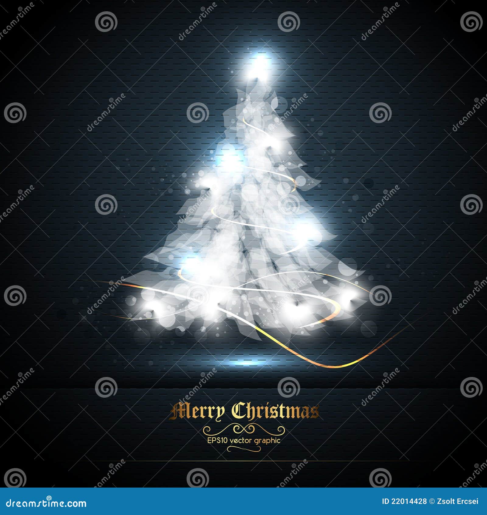 christmas greeting card with tree of lights
