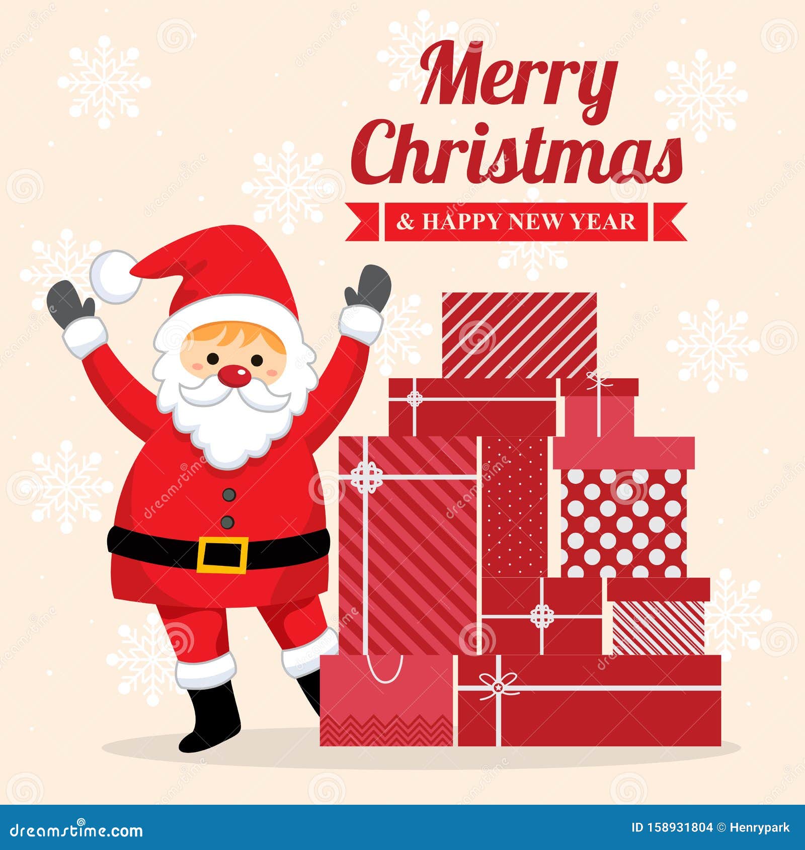 Christmas Greetings Card Cover with Happy Santa Claus. Stock Vector -  Illustration of present, celebrate: 158931804