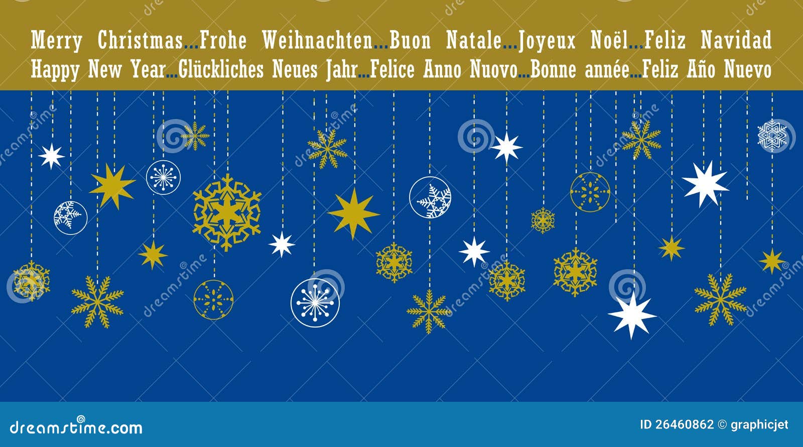 Christmas Greetings Card In Different Languages Stock 