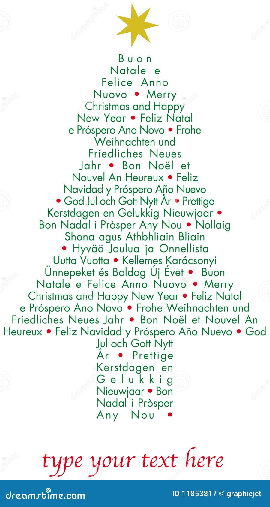 Christmas Greetings Tree In Different Languages Royalty 