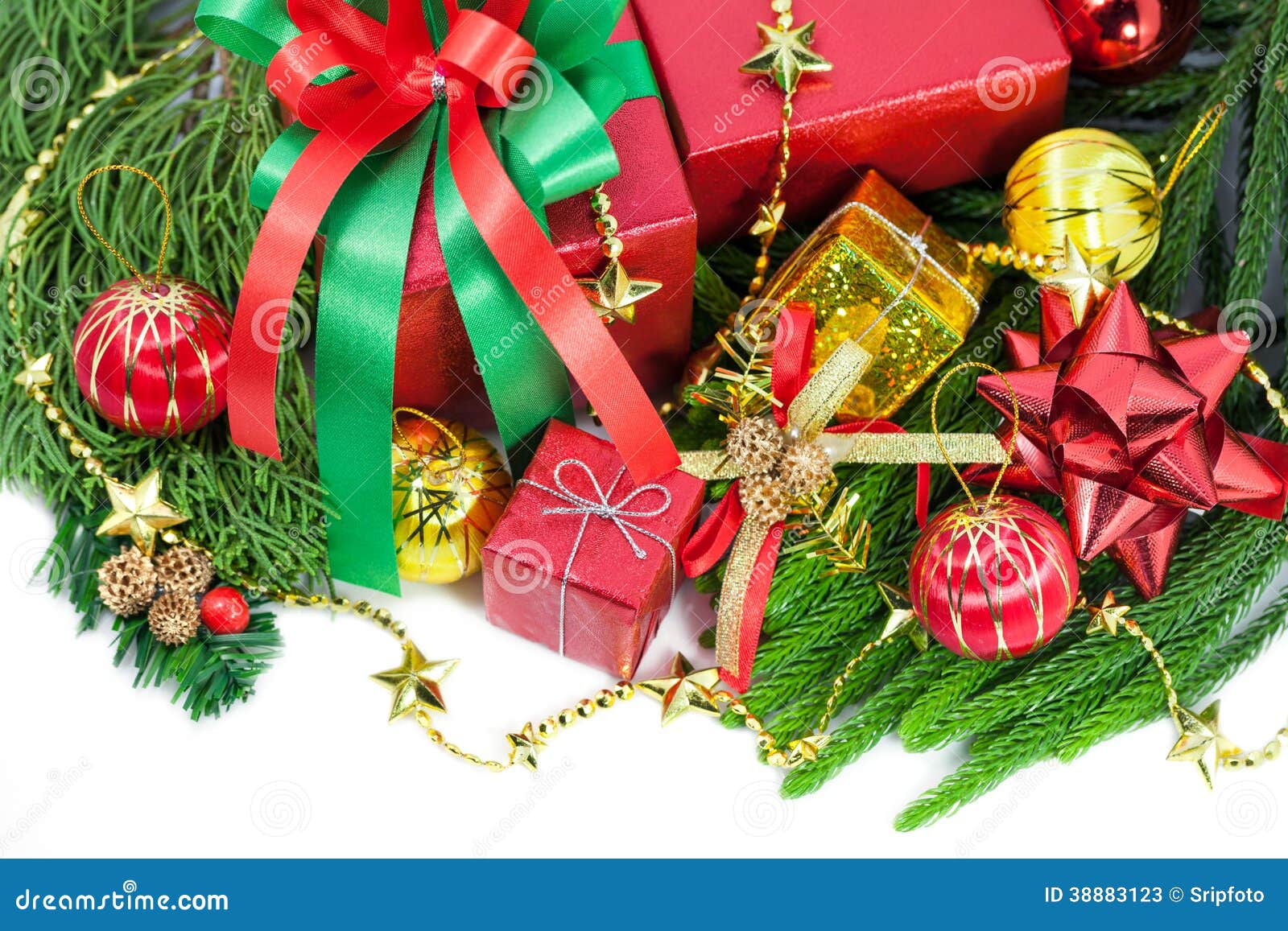 Christmas And Happy New Year Gift Boxes Decorations Stock Image - Image ...