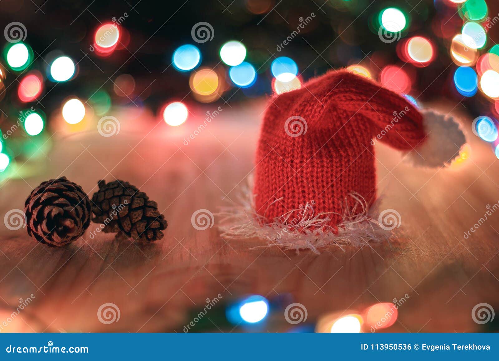 Download Christmas Hat And Pine Cone A Background Garlands Stock Image of santa