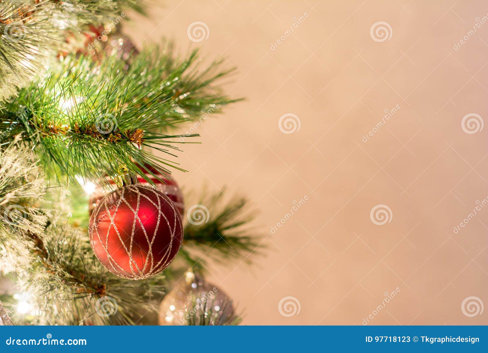 Christmas Holiday Background, Christmas Tree with Bubble Ornaments and ...