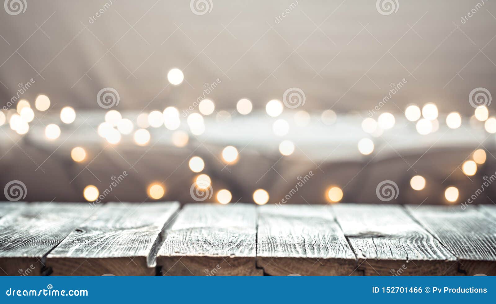 Christmas Holiday Background With Empty Wooden Table Top Over