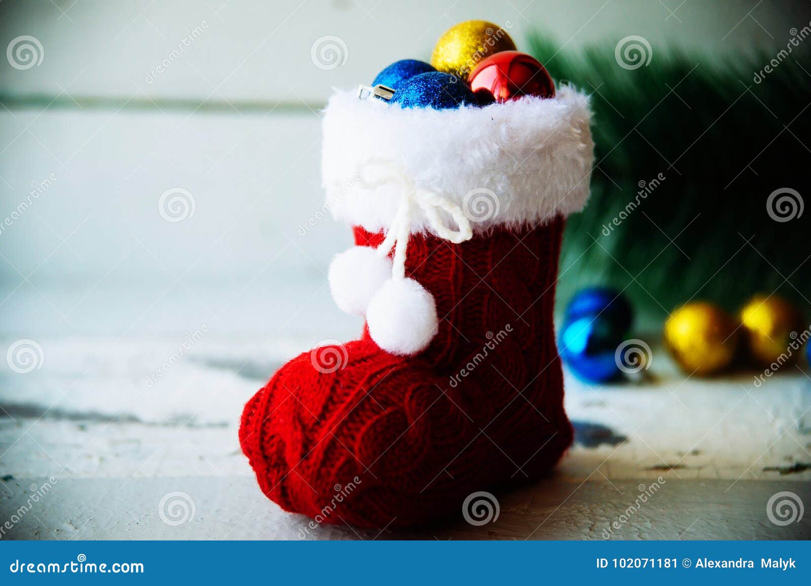 Christmas Holiday Background with Santa Boots and Decorations. R Stock ...