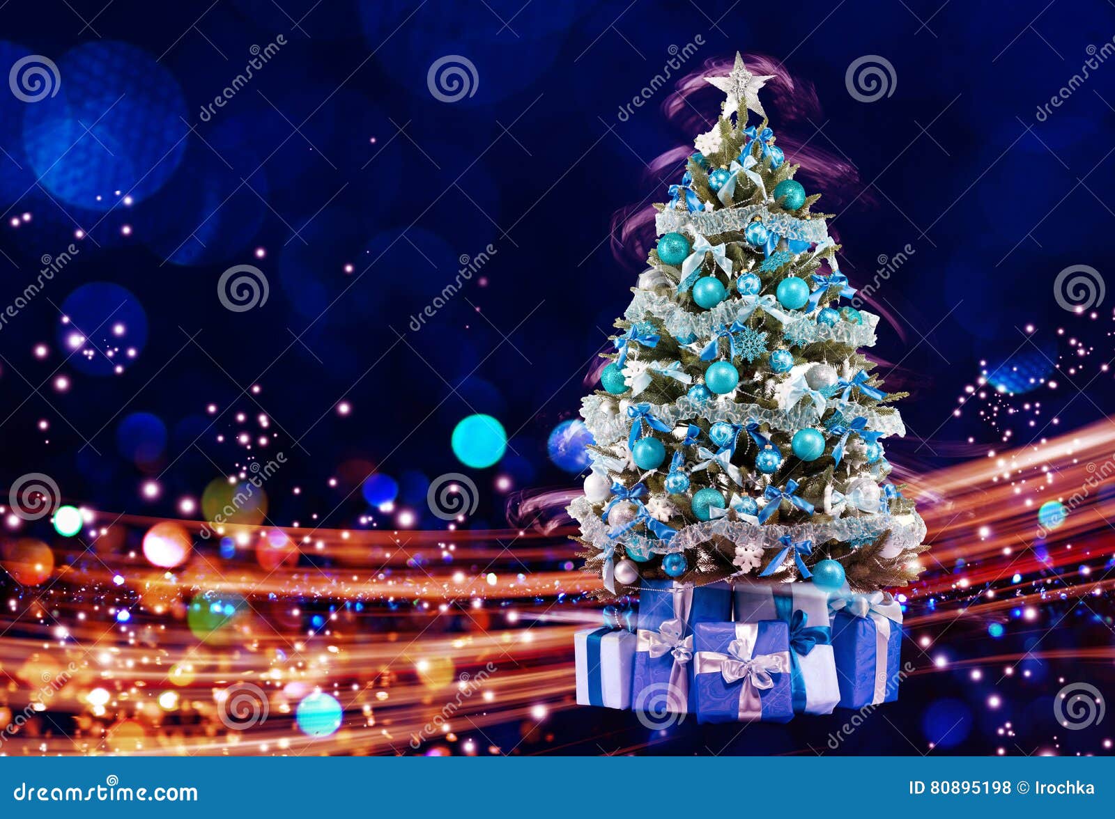 Christmas Holiday Blinking Abstract Background. Hristmas Tree Stock