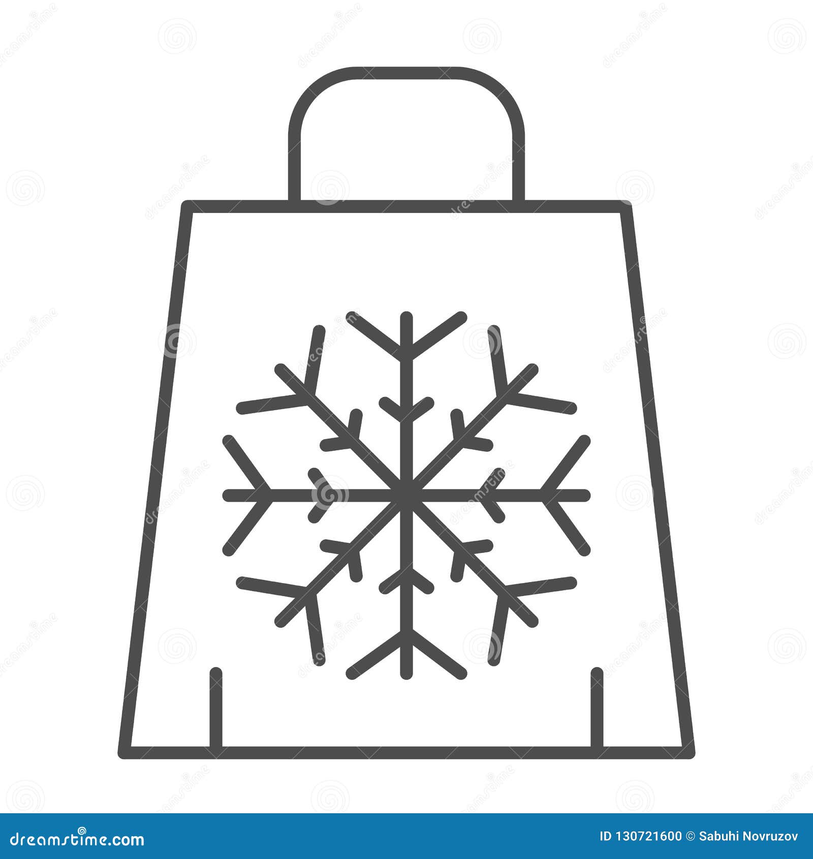 Download Christmas Holiday Gift Bag With Snowflake Thin Line Icon ...
