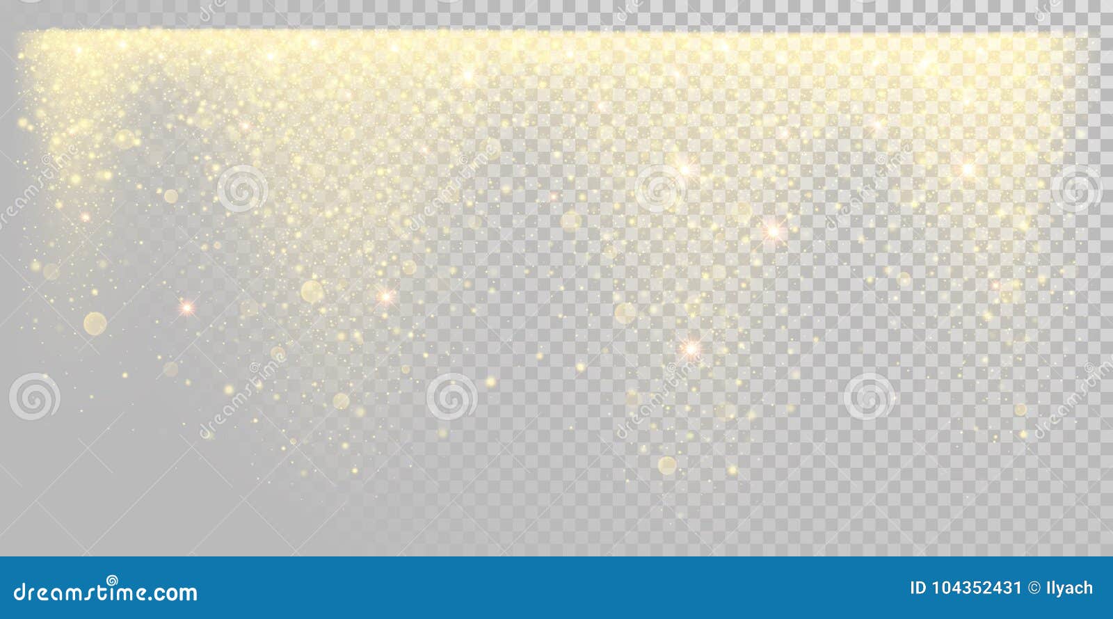 christmas holiday golden glitter snow or sparkling gold confetti on white background template.  golden particles light shine