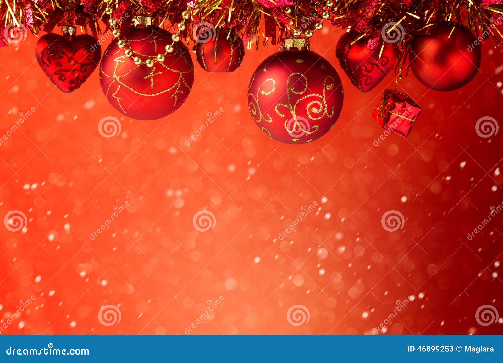 christmas holiday red dreamy background with decorations