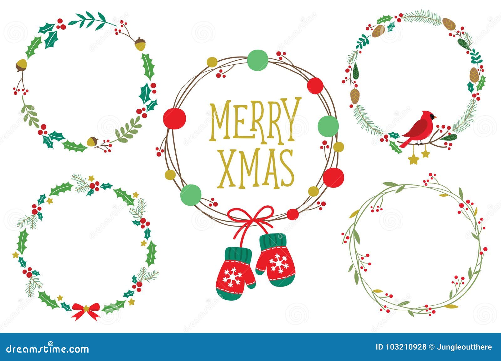 Christmas Holidays Wreaths Frame Vector