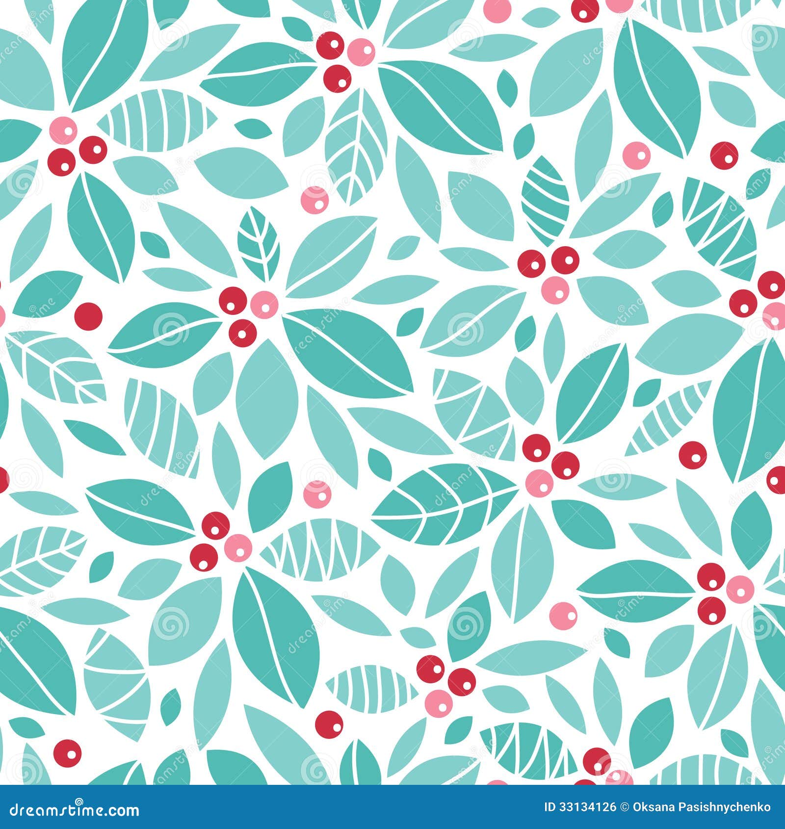 christmas holly berries seamless pattern