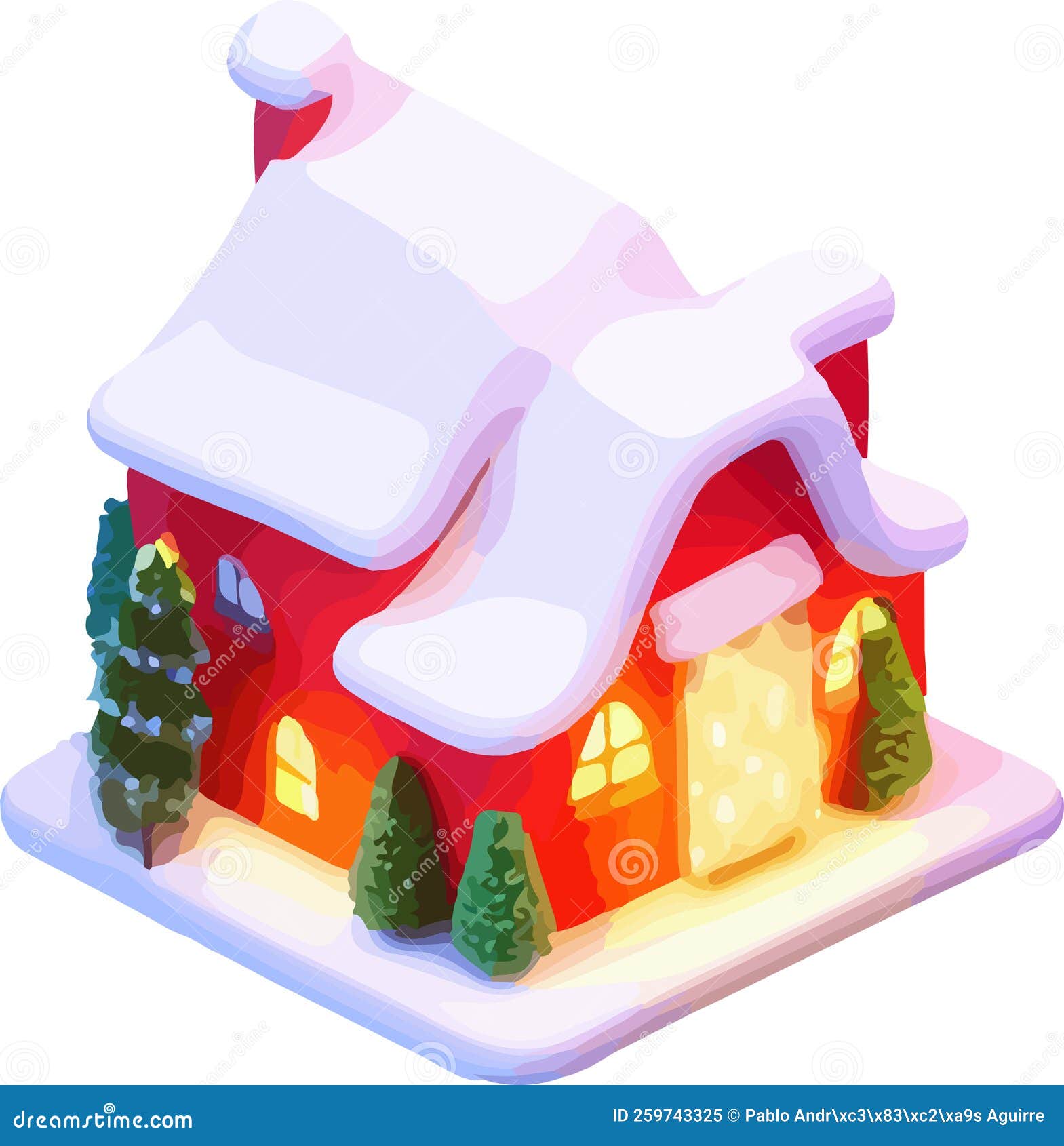 Christmas House in Vector. Isometric Stock Vector Illustration of