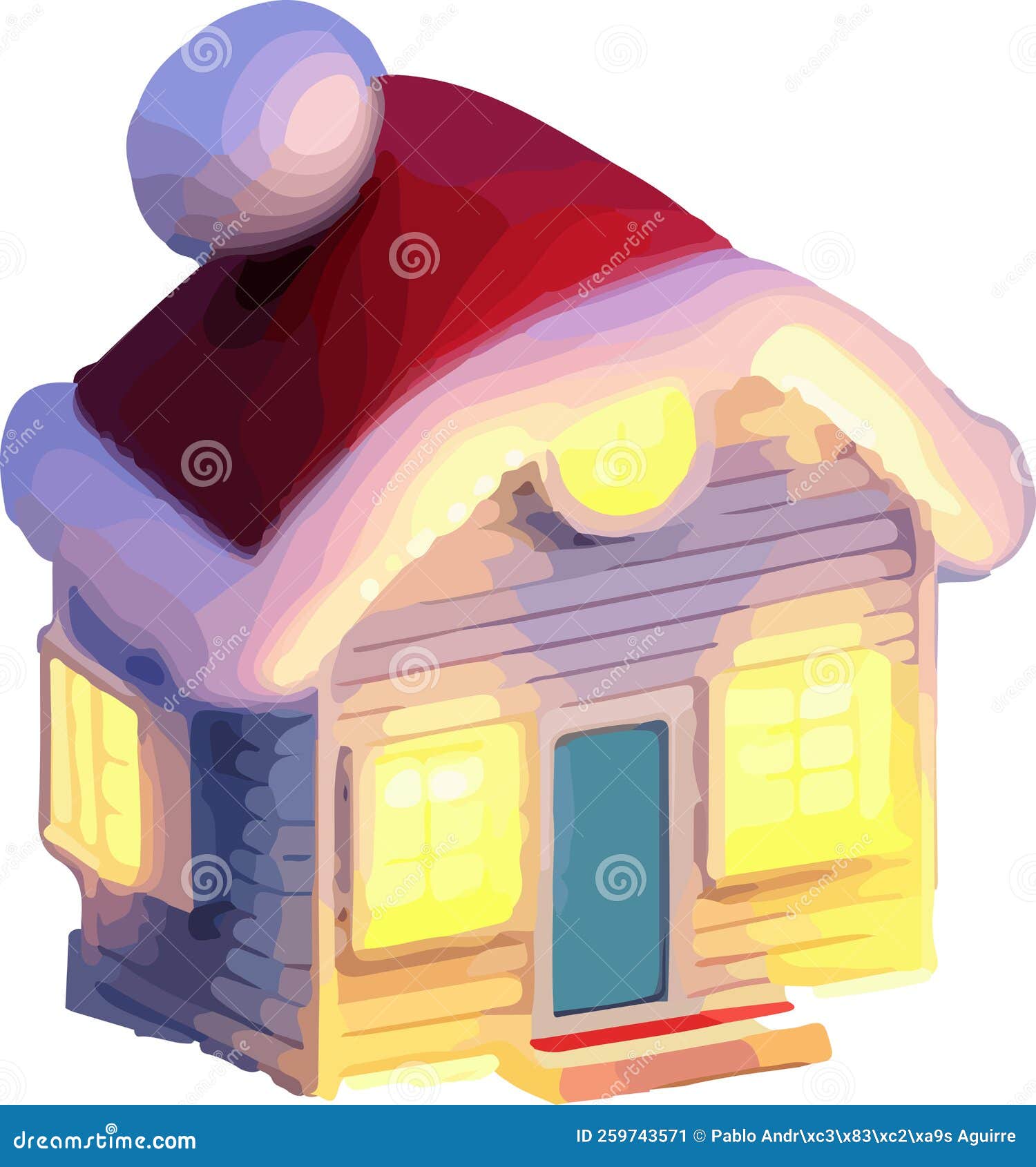 Christmas House in Vector. Isometric Stock Vector Illustration of