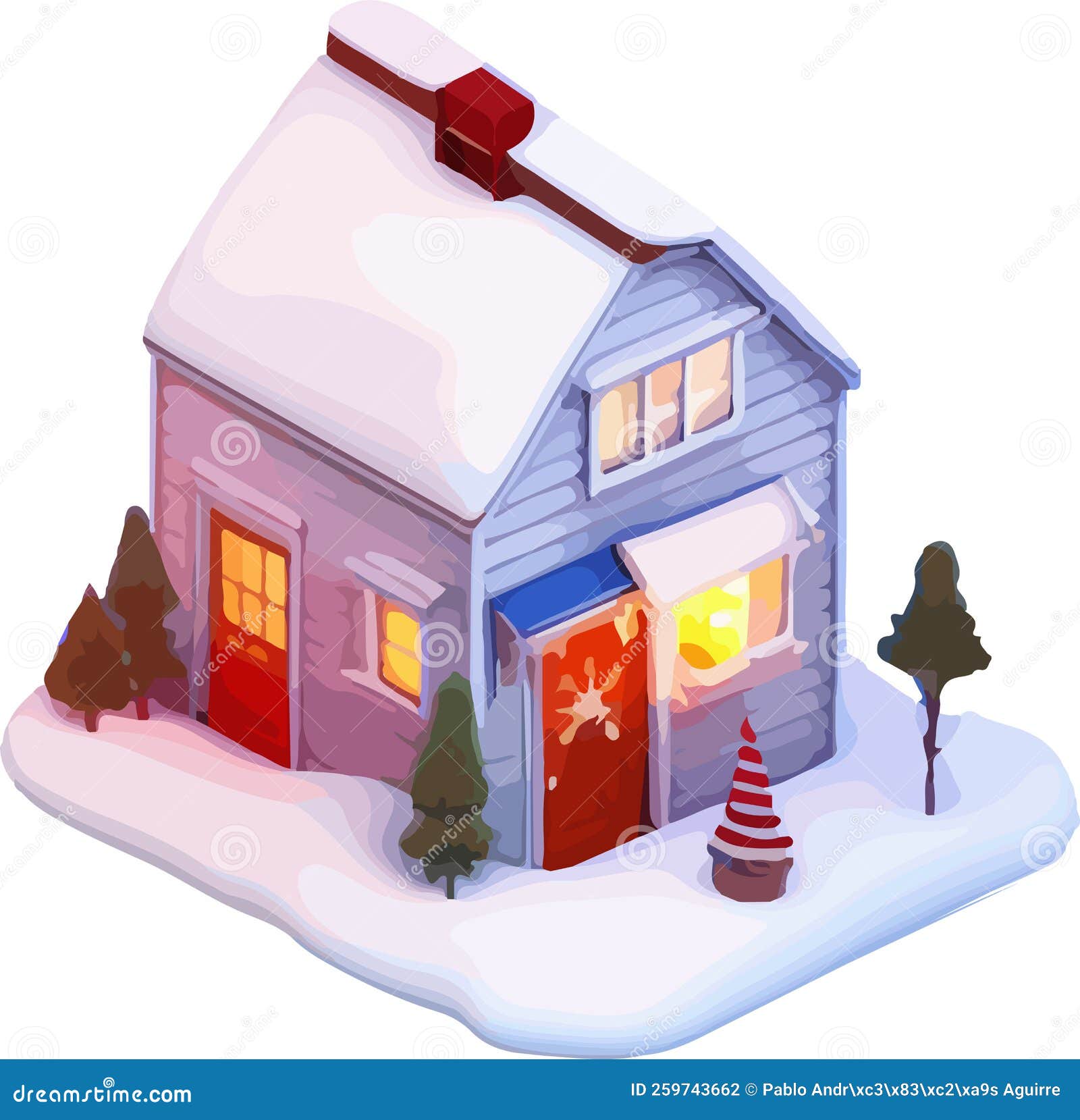 Christmas House in Vector. Isometric Stock Vector Illustration of