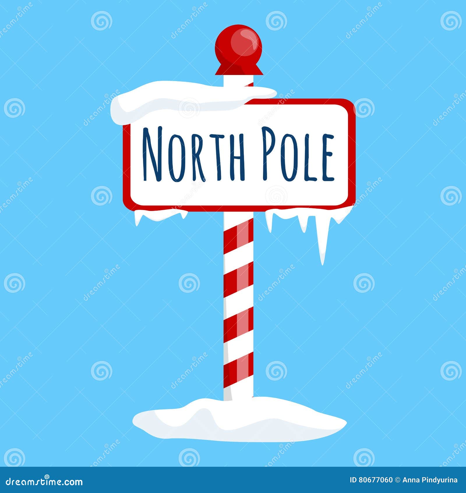 Christmas Icon North Pole Sign with Snow and Ice, Winter Holiday Xmas  Symbol, Cartoon Banner Stock Vector - Illustration of decoration, seasonal:  80677060