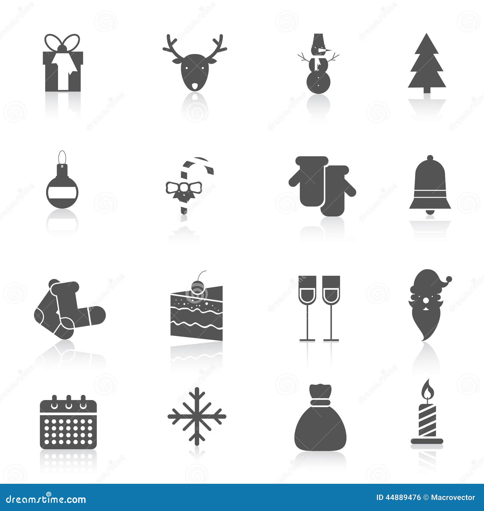 Christmas icons set black stock vector. Illustration of holly - 44889476