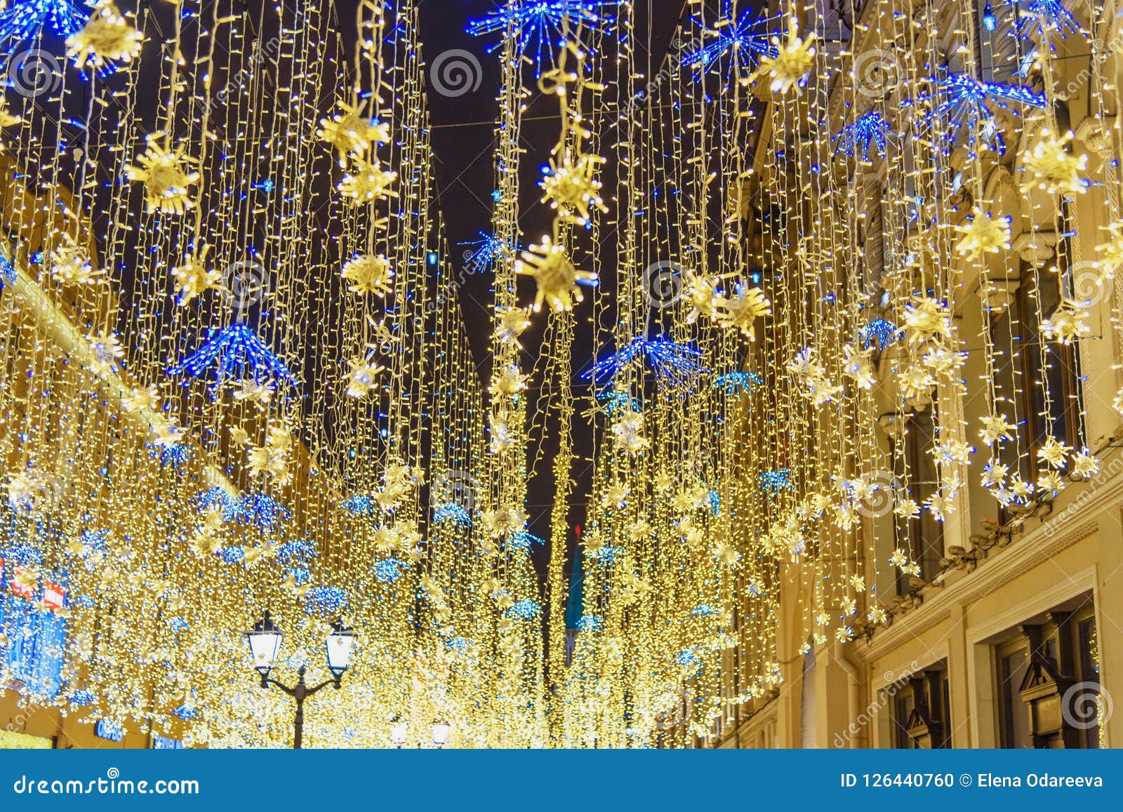 Christmas Illumination Decoration on Nikolskaya Street. Moscow. Russia ...