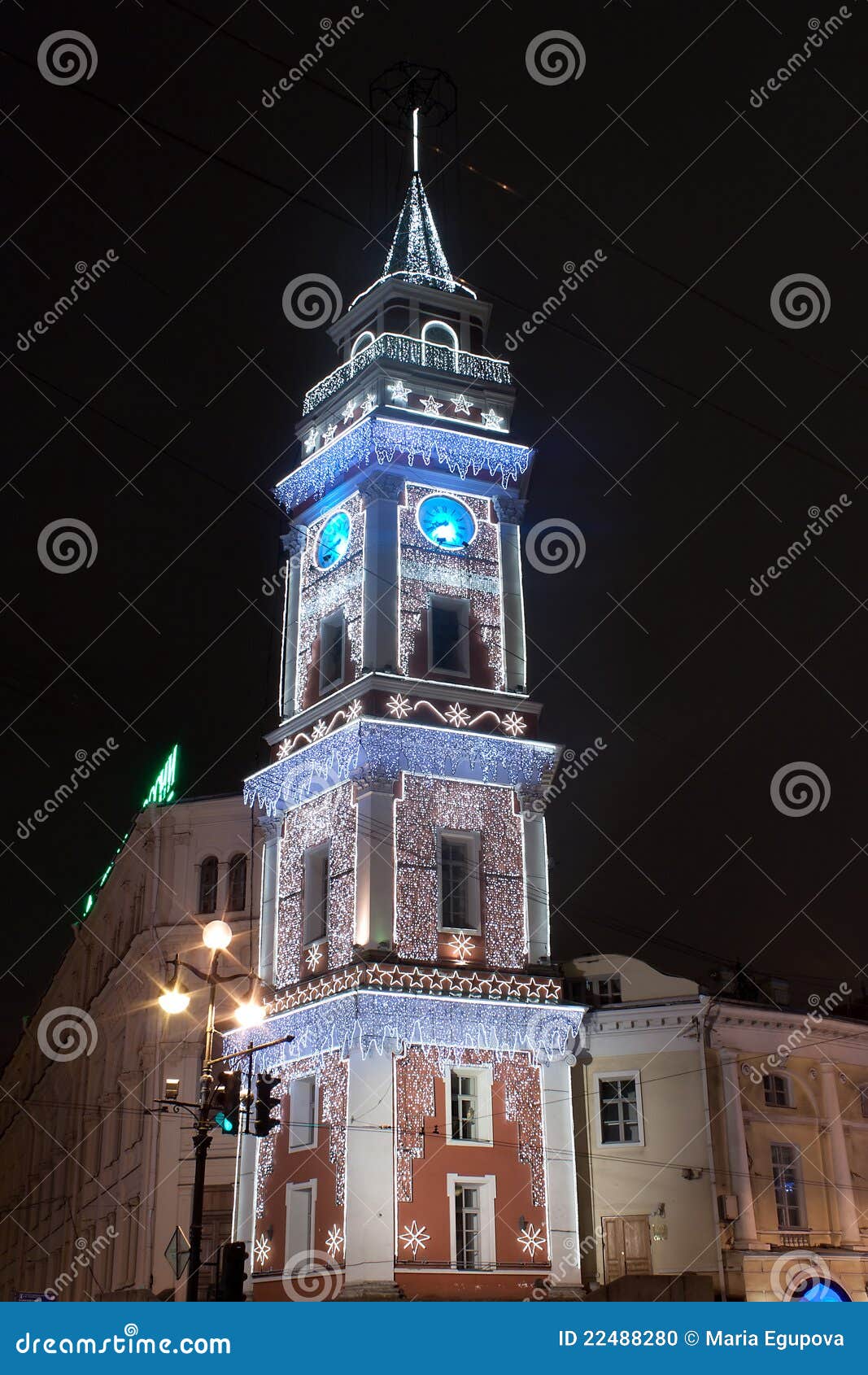 christmas illumination of the duma tower