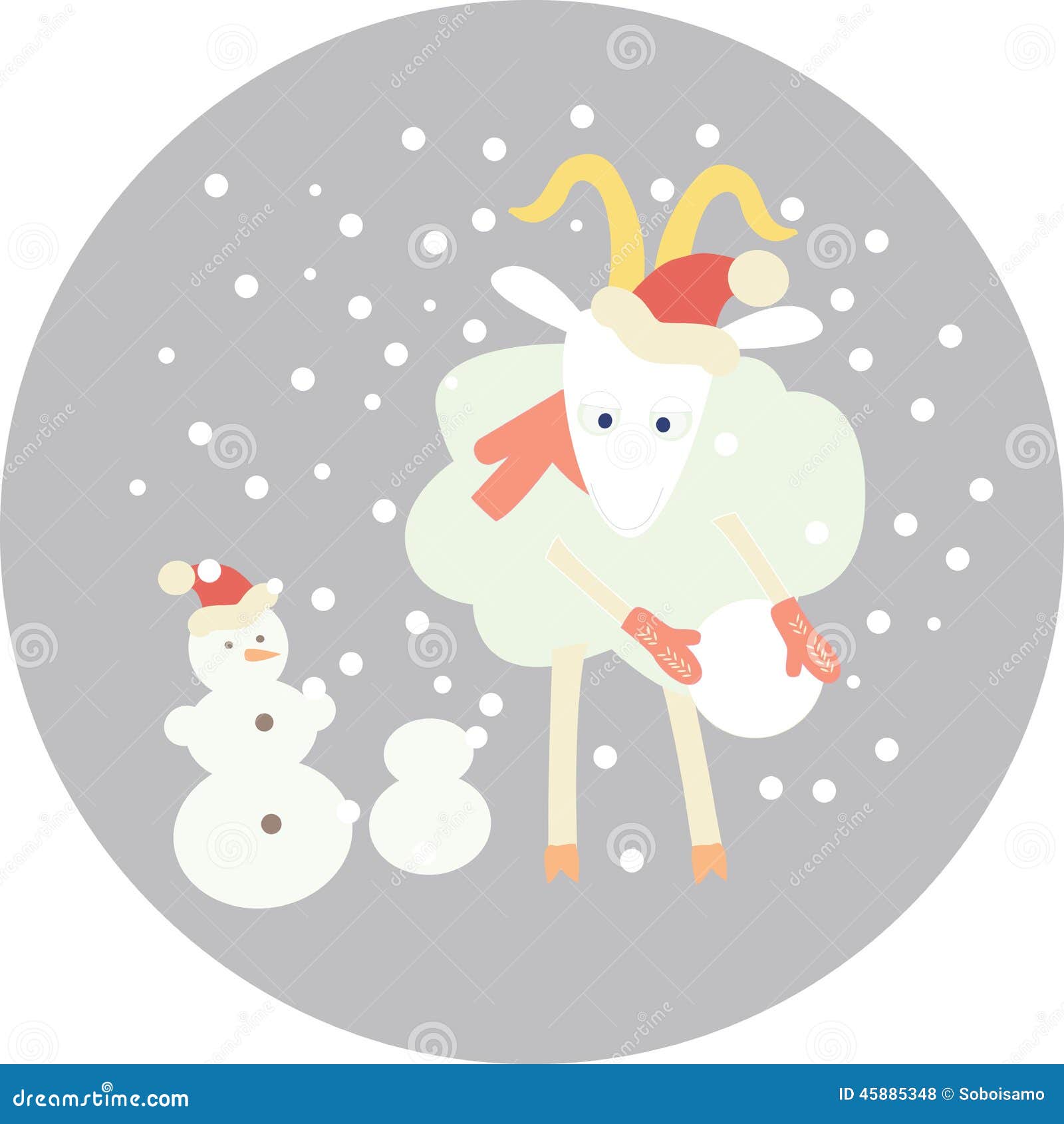 Christmas Illustration with Goat Stock Vector Illustration of garland