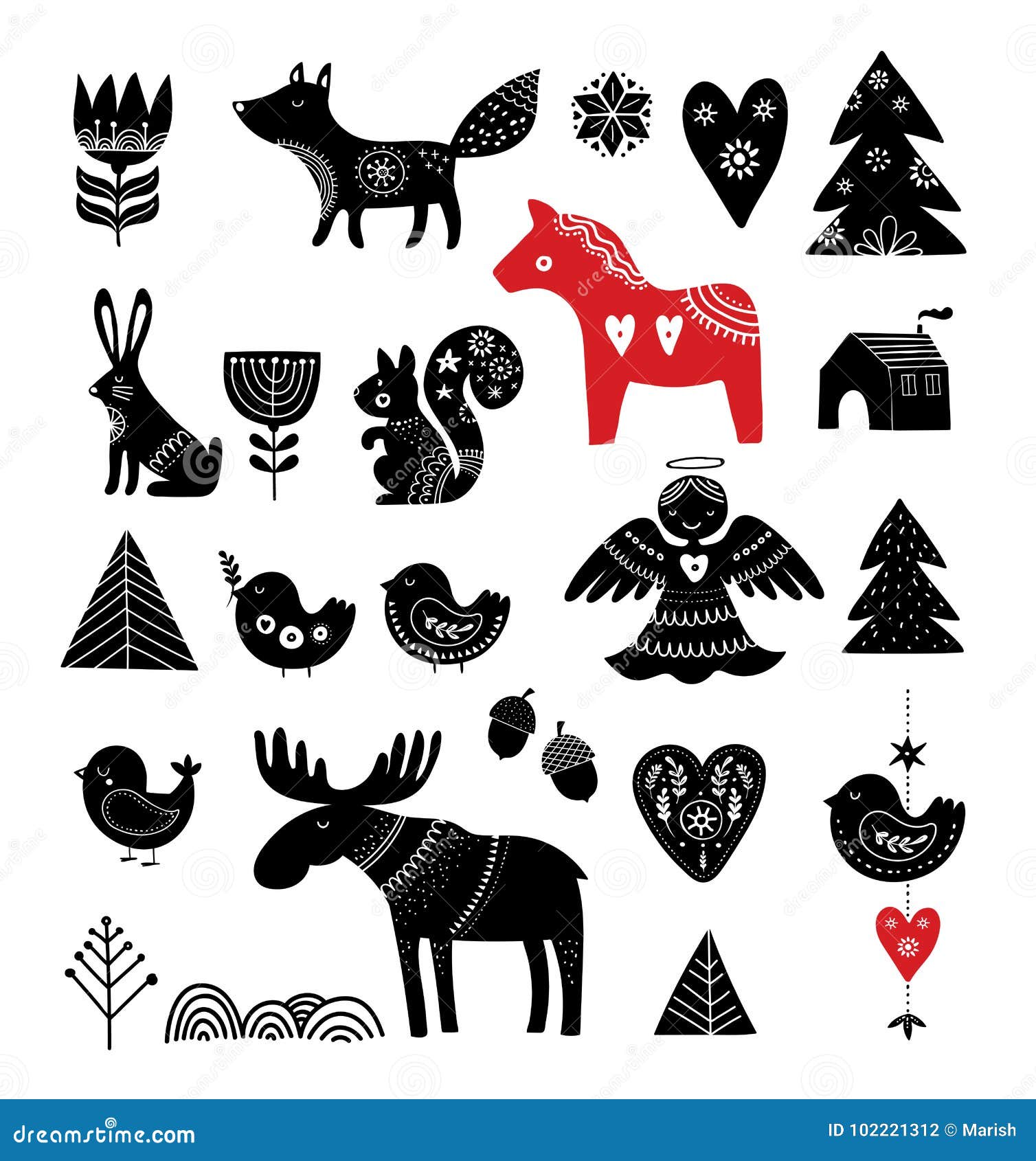 Christmas Illustrations In Scandinavian Style Stock Vector