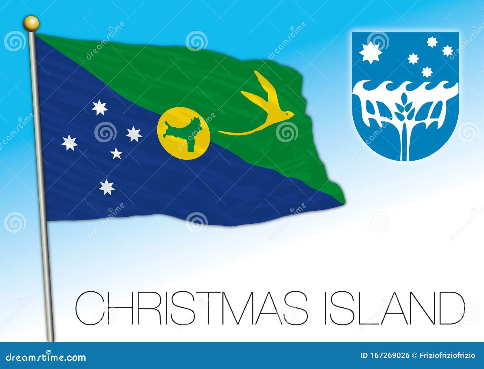 Christmas Island Flag And Coat Of Arms Stock Vector - Illustration of coast, country: 167269026